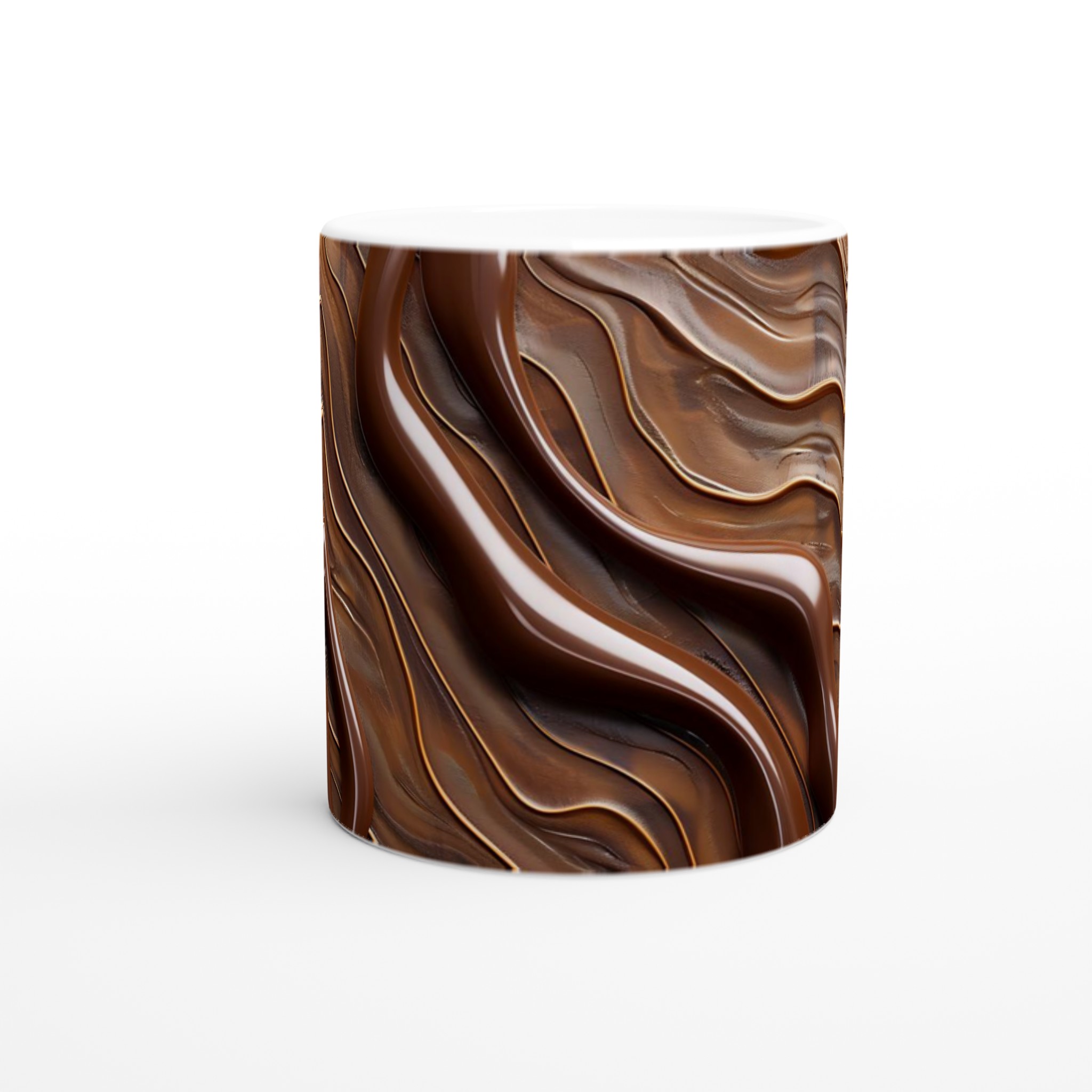 Vit 11oz keramisk mugg med elegant chokladbrunt mönster – välj bland sju stilrena färger 8 debed917-d22e-4701-a967-534d47c455f0