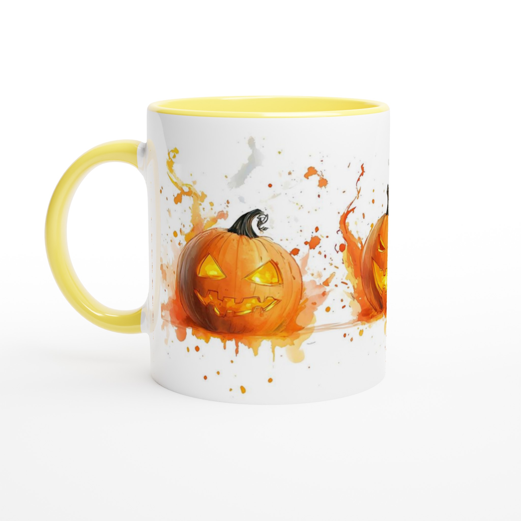 Skrämmande Jack-O'-Lantern Keramikmugg – Halloween Vattenfärg Design, Välj din Färg 3 debf0c0c-bbcf-4cca-ab33-d5aac6e0a043