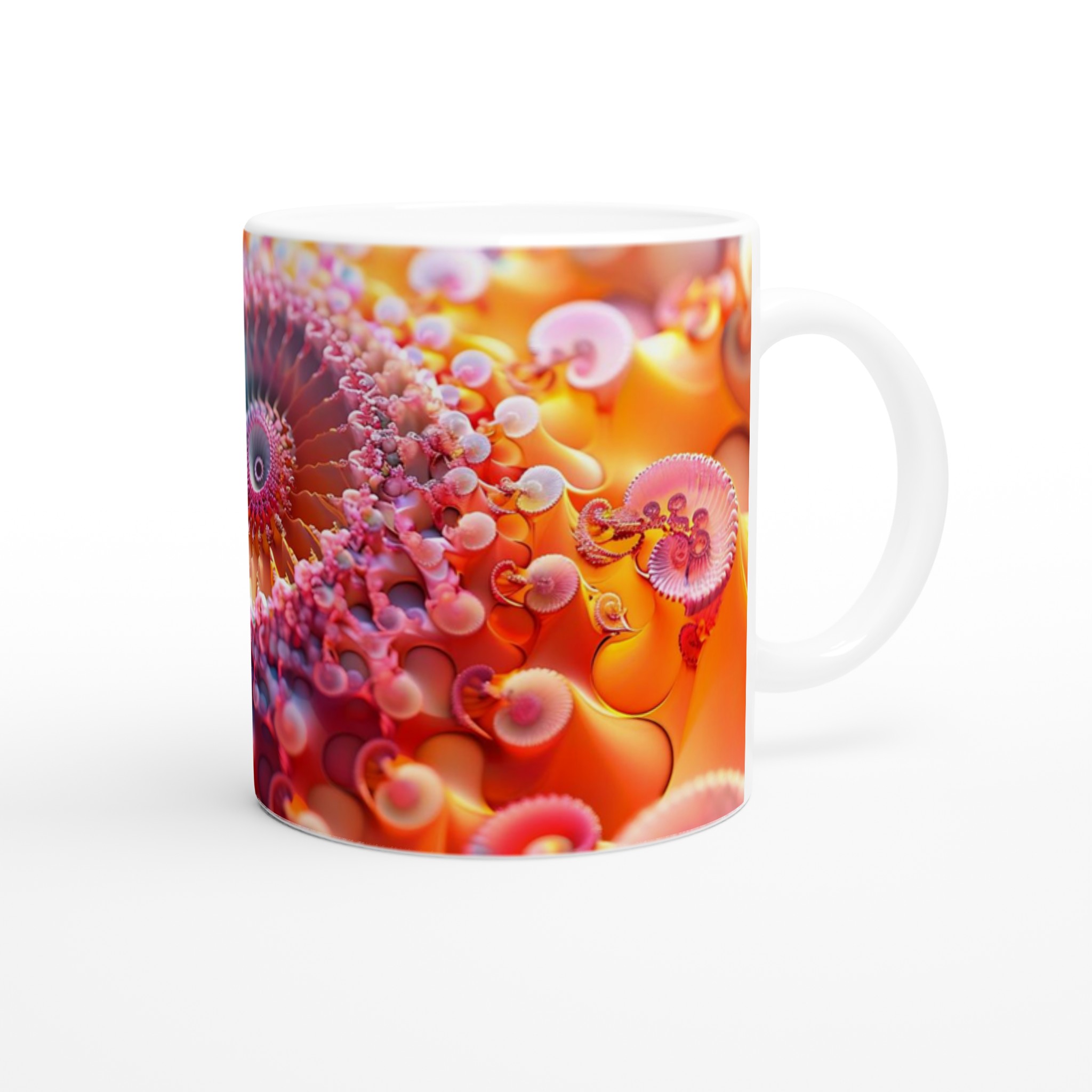 Abstrakt Spiral Keramikmugg - Livfull Rosa och Orange Konstnärlig Design, 11oz 9 deec5434-0da8-4dd6-ad8b-b7c34363305c