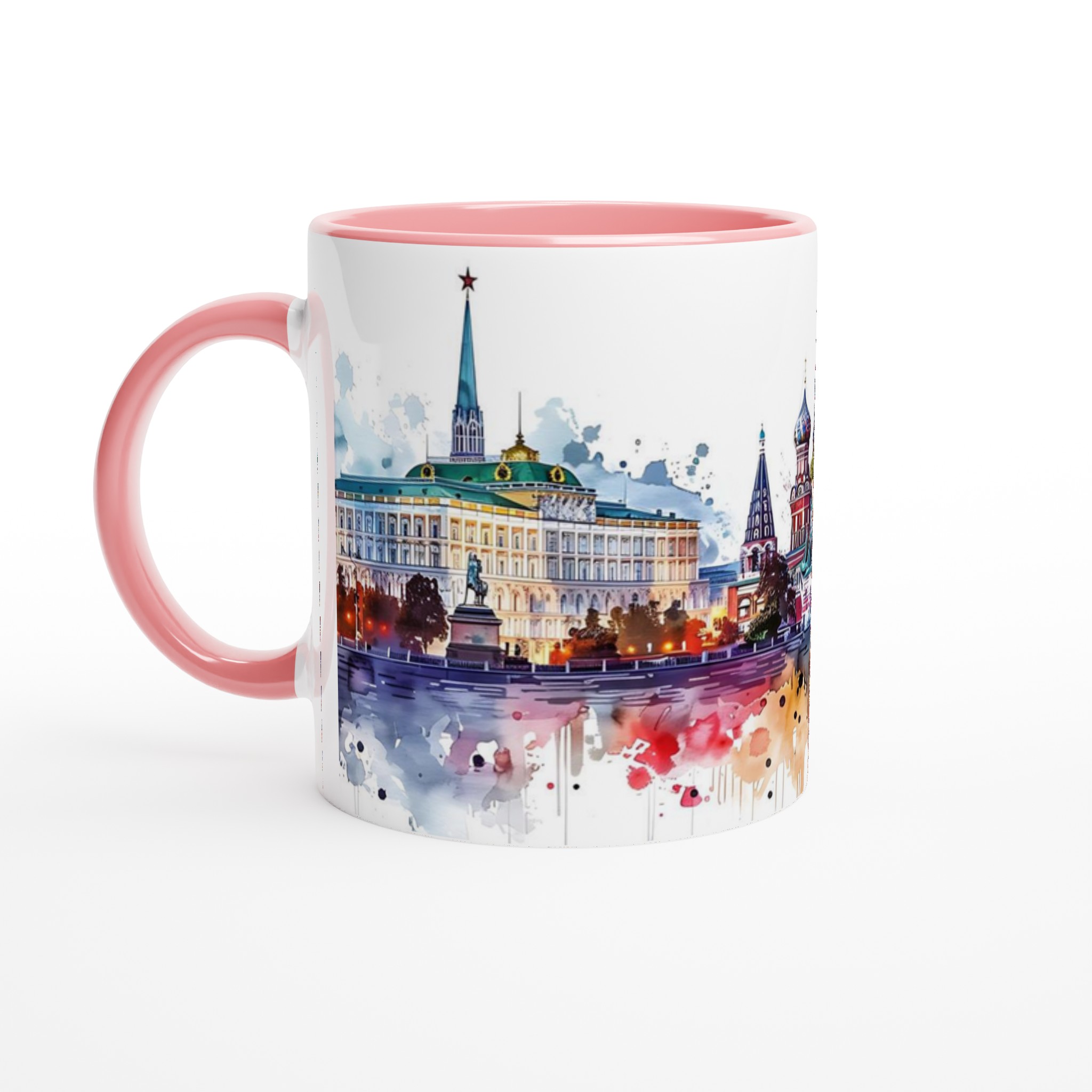 Abstrakt Moskva Vattenfärg Mugg - Livfulla Landmärken & Kreml Skyline 6 defe79ac-312a-47c9-96e3-38afbae5e41e