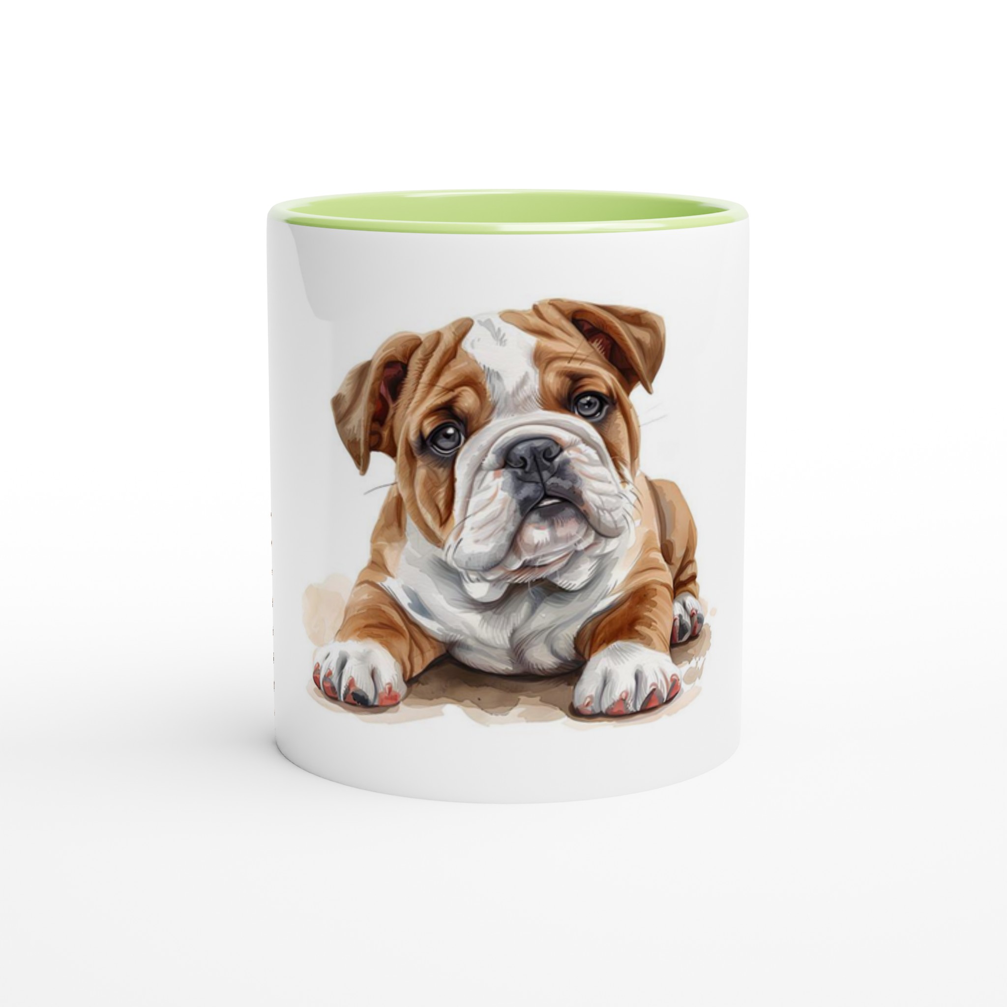 Kärleksfull Bulldog Valp Akvarell Mugg - 11oz Keramisk Kaffekopp i ditt val av sex levande färger 4 df0f65a6-aad9-4e12-9291-0969b1ac572f