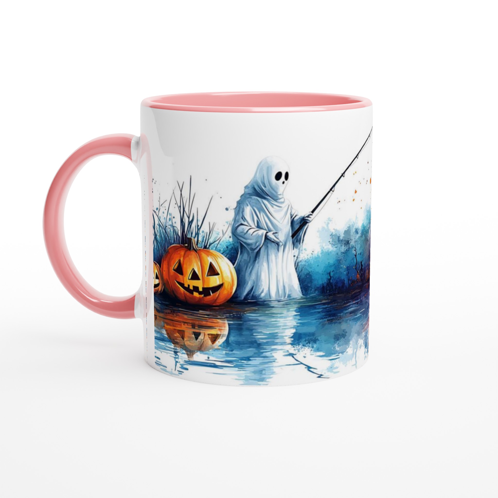 Spöklik fisketur på Halloween – Unik keramisk mugg med vattenfärgstryck, perfekt för höstens mysiga stunder 6 df235dd5-9986-4890-9dc3-3a92944e9b82