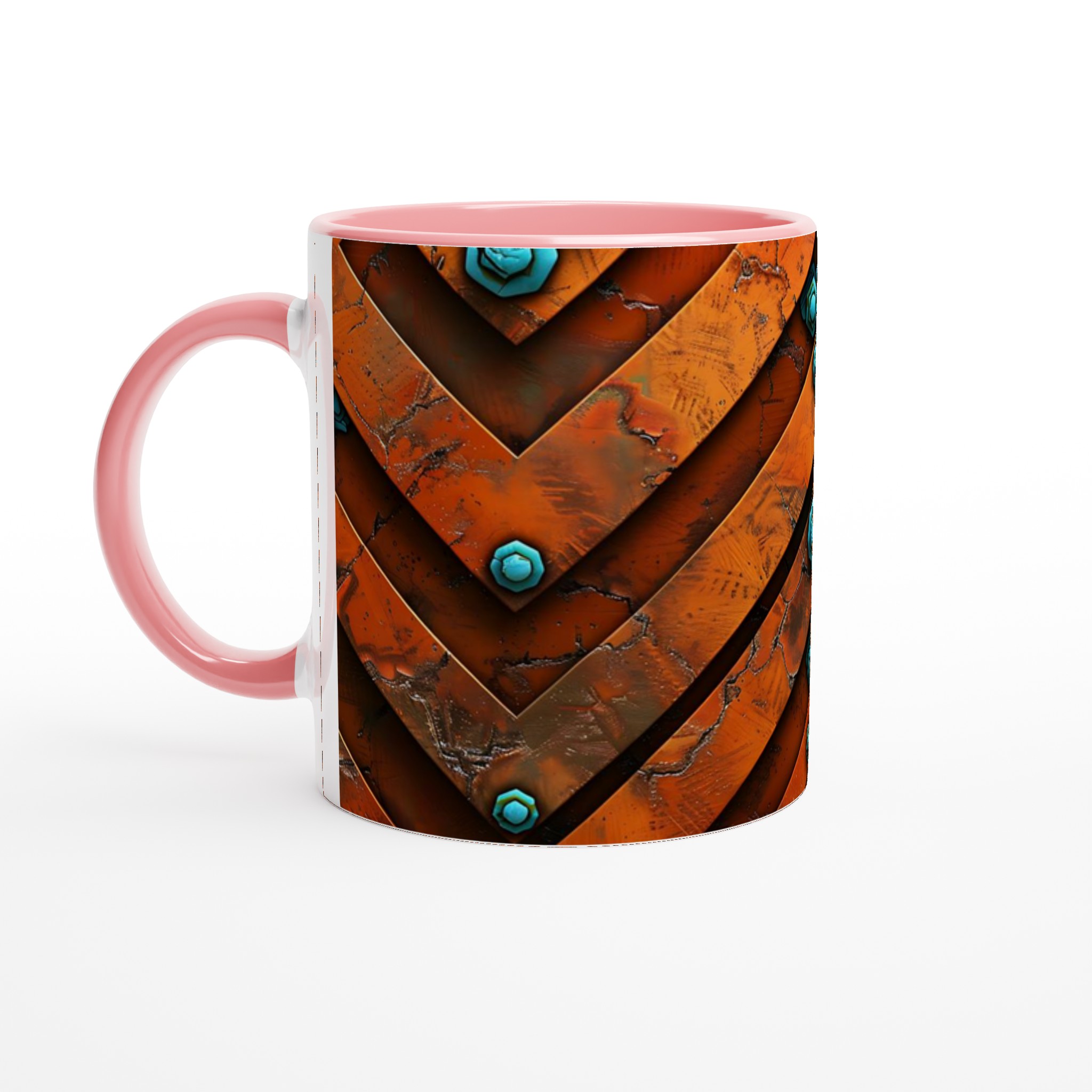 Vit 11oz keramisk mugg med rustik orange & turkos design – välj din favoritfärg 6 df24c850-e319-433b-87b6-dcd5a4d9bf26