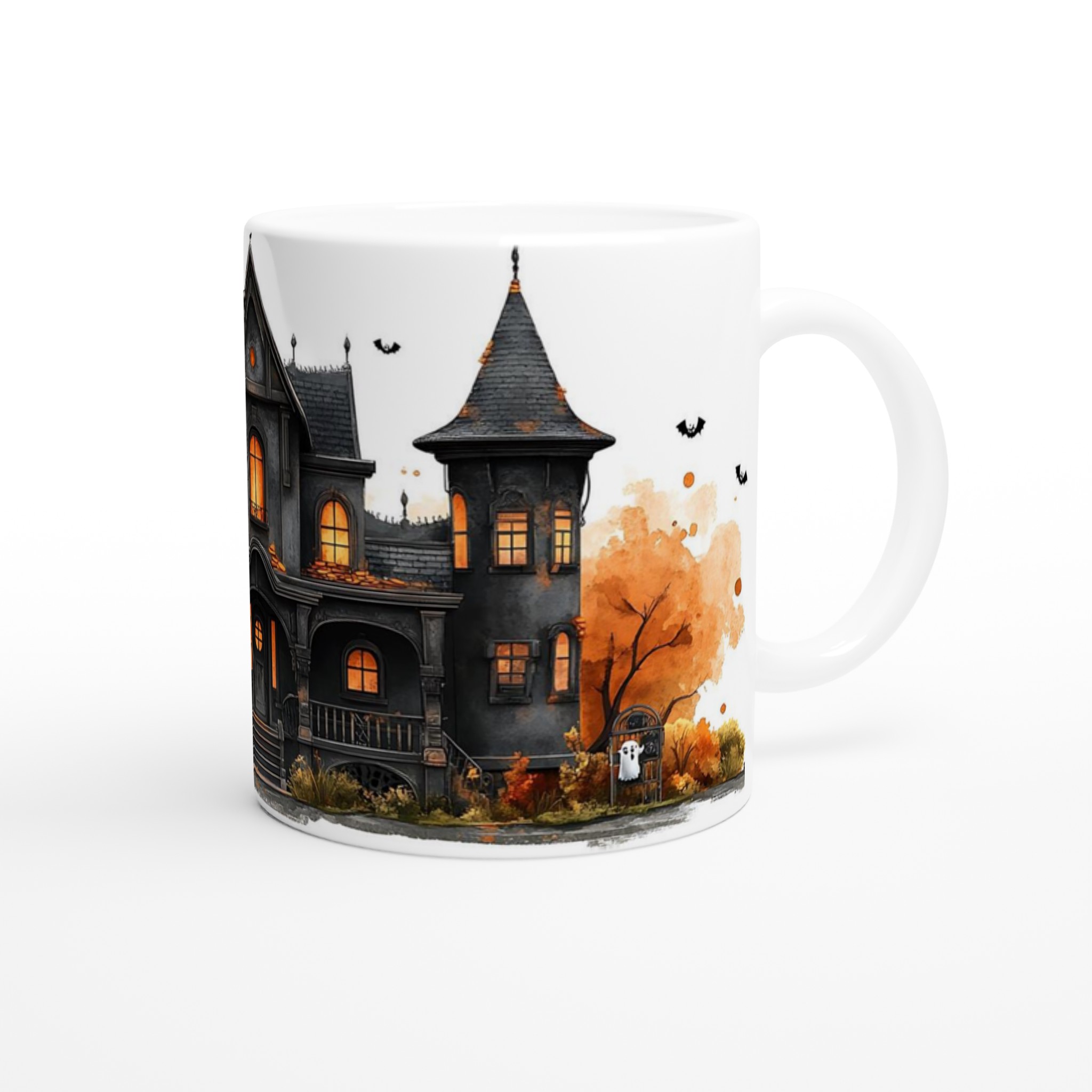 Mystisk Spökhus Mugg - Halloween Kaffemugg med Akvarellkänsla i Valfri Färg 9 df3560e4-fc0c-44a1-8c67-6c9e3c34caef