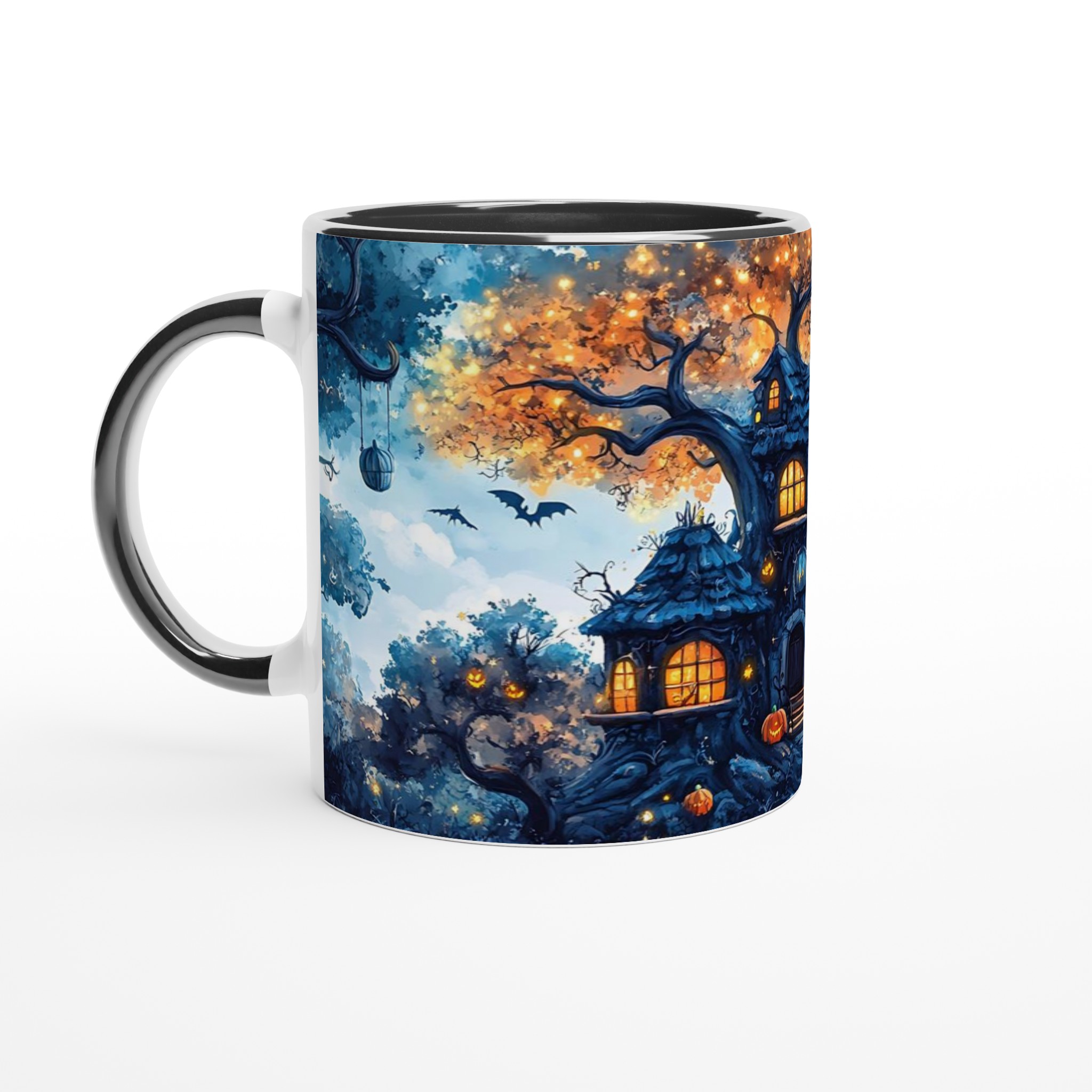 Mystisk Halloweennatt Mugg – Drömsk Trädhusdesign i Klara Färger 4 df3fa75e-dfba-4b49-8f5c-bc376912623e