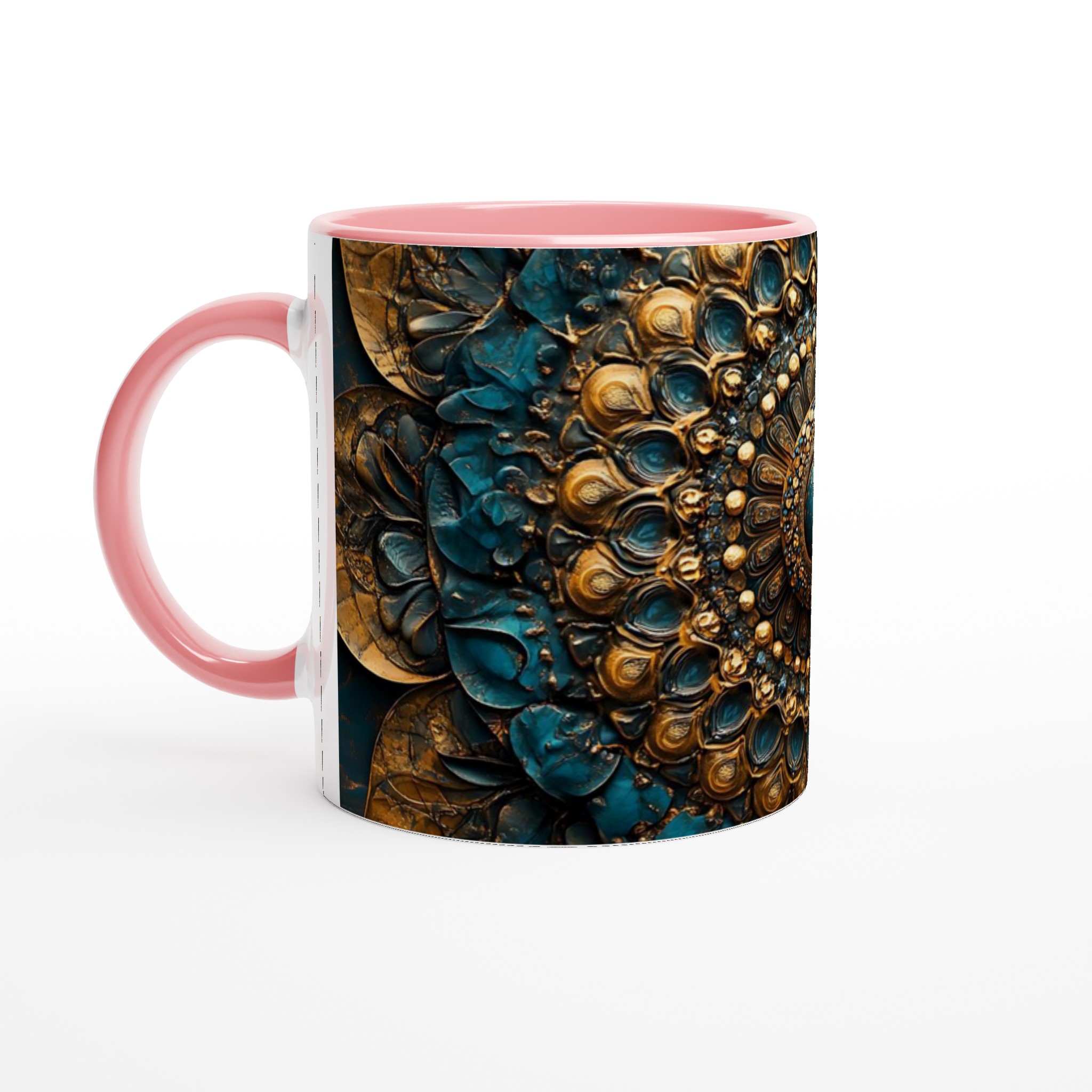 Mångfärgad 11oz Keramisk Mugg – Konstfull Mandala Design i Guld & Blått 6 df5bcb2d-b369-45e9-a368-f8515b2df05a