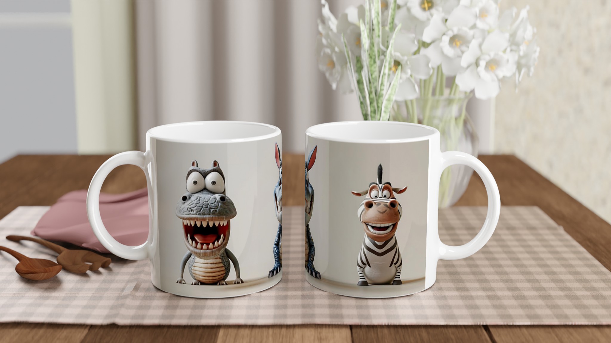 Skrattande Tecknade Djur Mugg – Vit 11oz Keramisk Mugg för Ditt Roligaste Kaffe 10 df8d8048-8b67-4cea-8144-c026acb9d67c