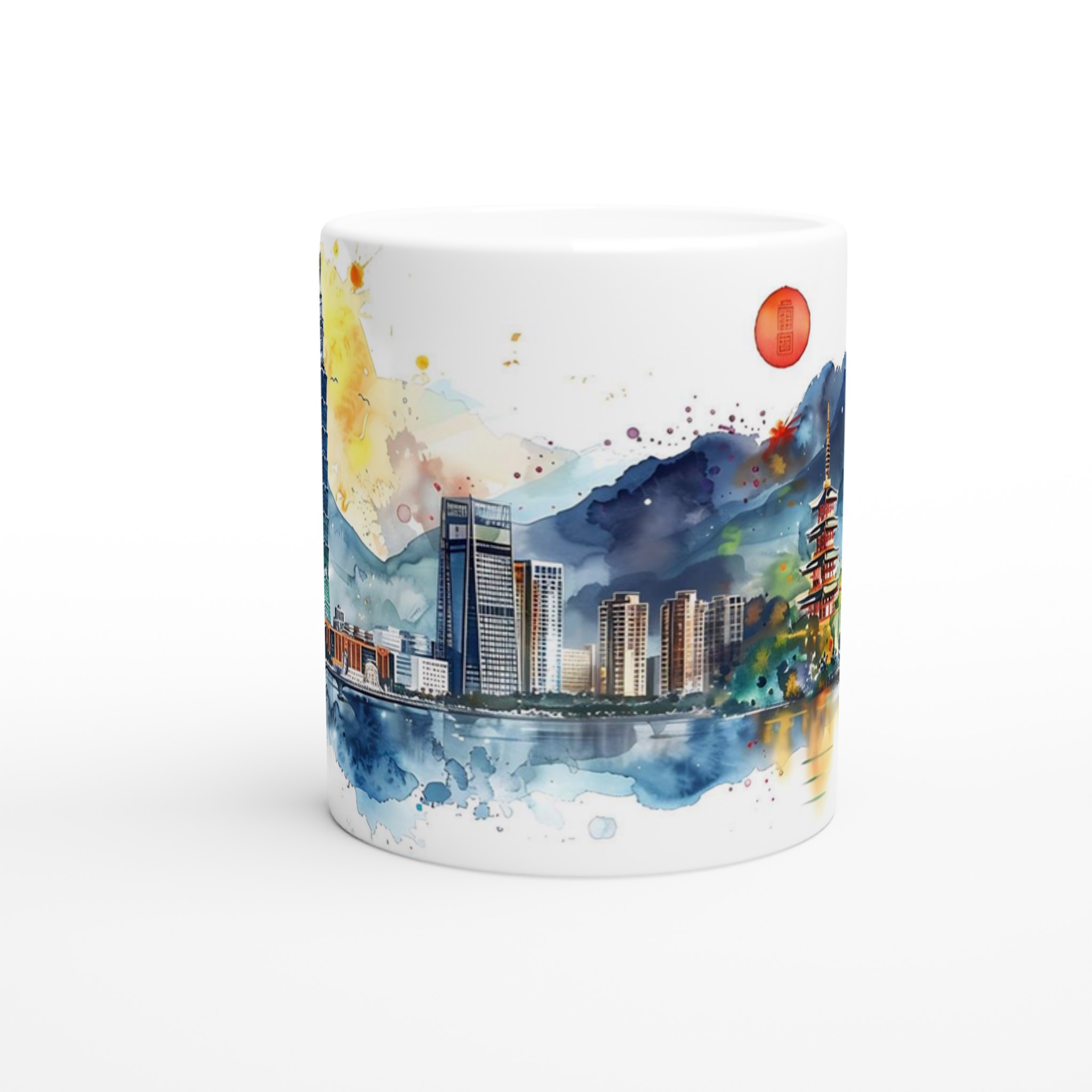 Stilren Keramikmugg - Stadslandskap i Akvarell | 11oz Premium Mugg i Flera Färger 8 dfa18d2e-acba-4a2b-bf2c-71692c23e707