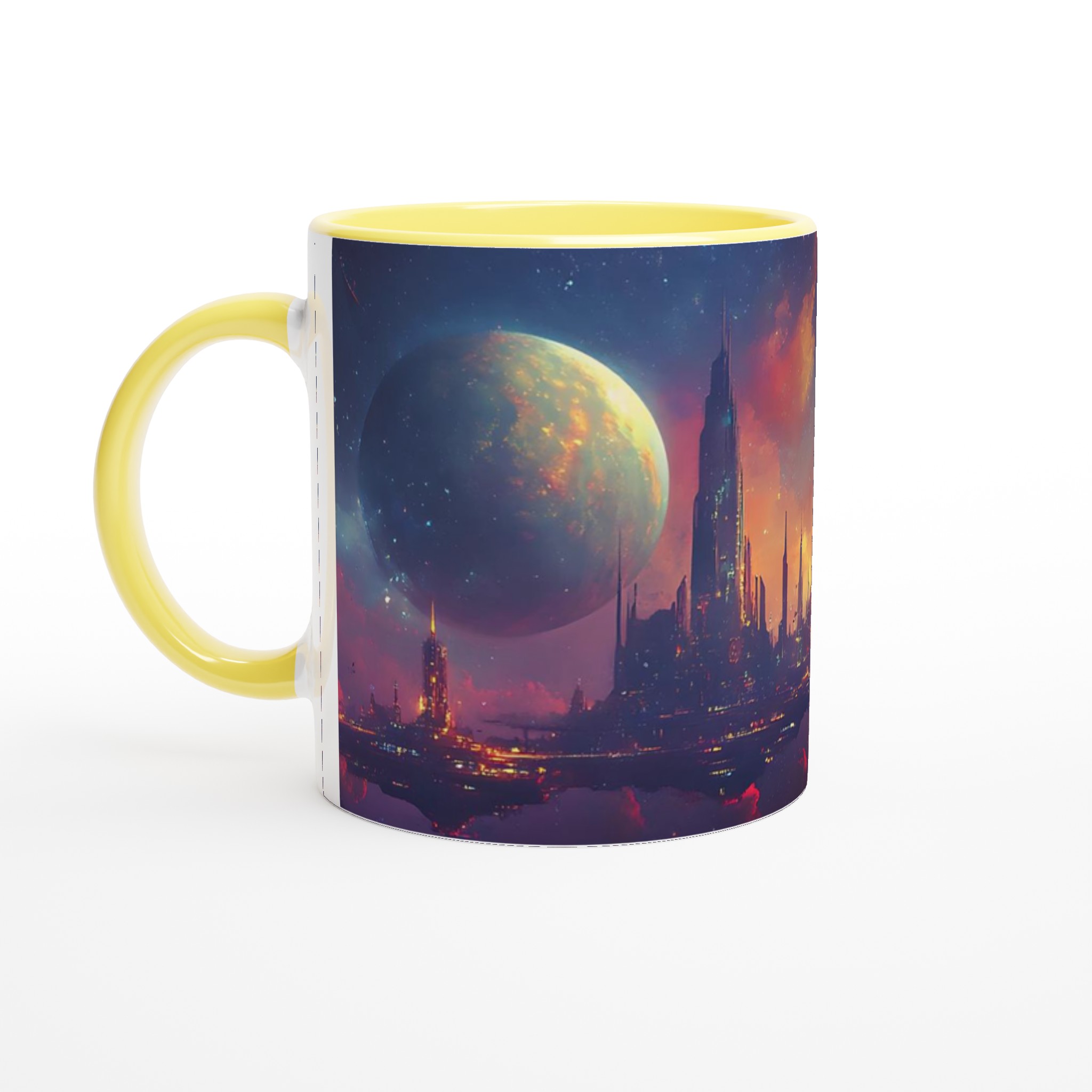Futuristisk Stad vid Skymningen 11oz Keramikmugg – Drömsk Sci-Fi Vibe i Flera Färger 3 dfa25e71-e93a-4b04-aec5-ac17e1d2bcd9