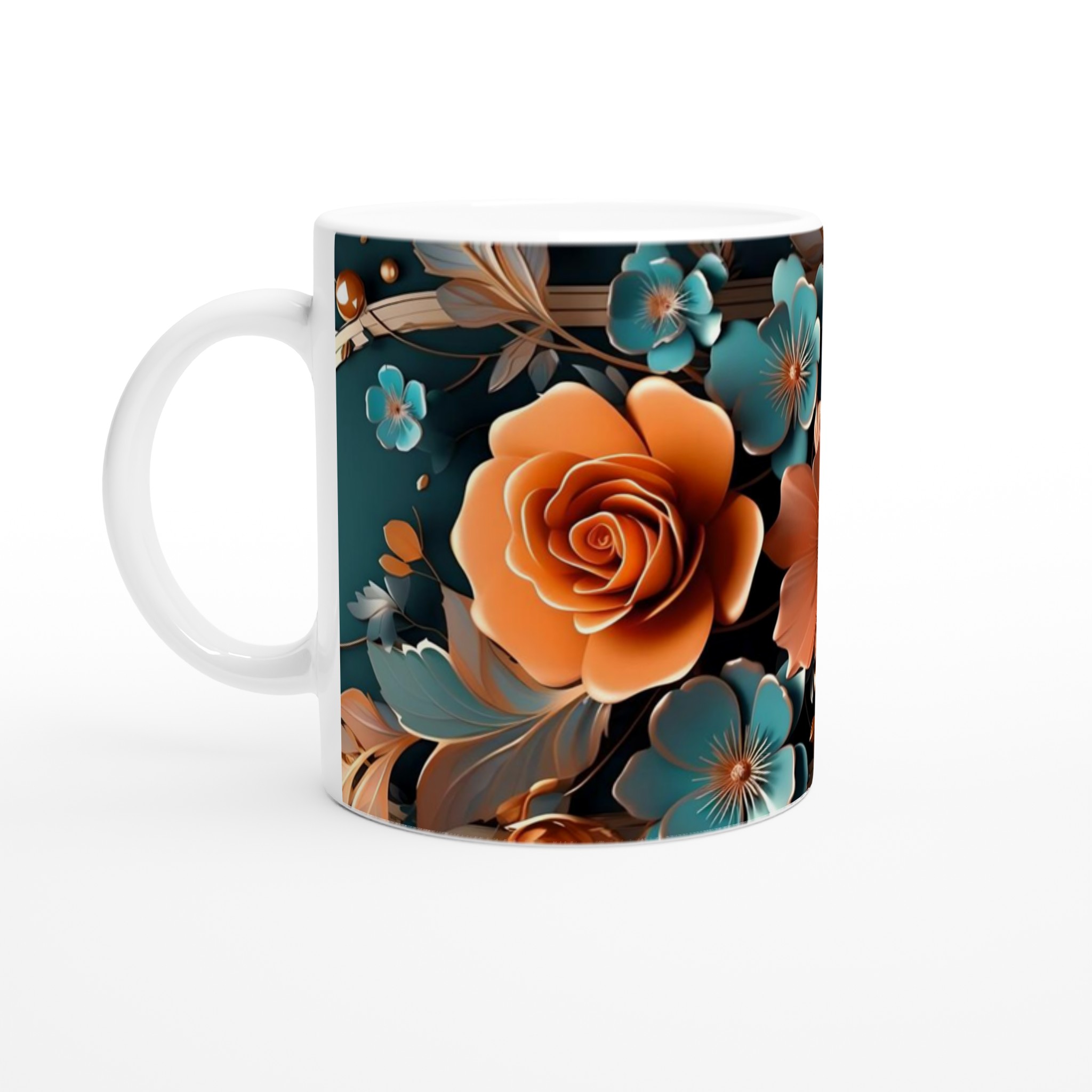 Elegant Floral Ceramic Mug – 11oz in Your Choice of Vibrant Colors 1 dfa404f0-22bf-4d37-bc10-db0469e602d9