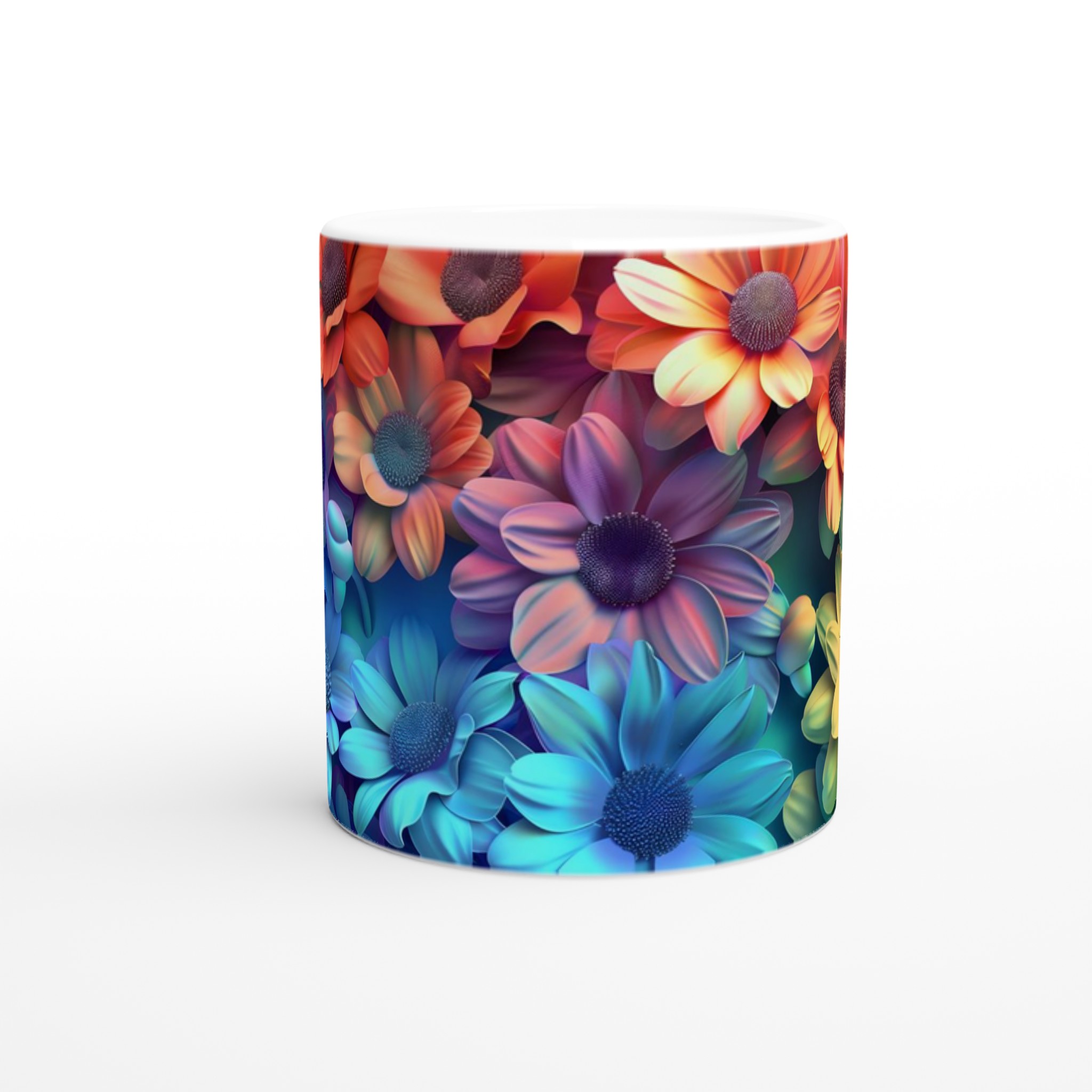 Färgsprakande Blomstermugg – 11 oz Keramikmugg i ditt Val av Sju Livfulla Färger 8 dfaffdc6-651a-4ef5-a0b7-a513300700b0