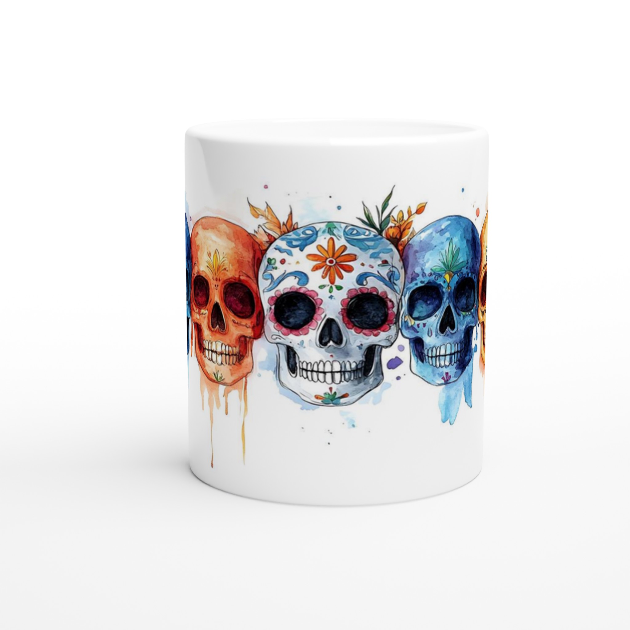Färgglad Sugar Skull Keramikmugg - Livfull Akvarell Día de los Muertos Design, 11 oz 8 dfc1cc18-c33f-40f9-8166-8417460bba5d
