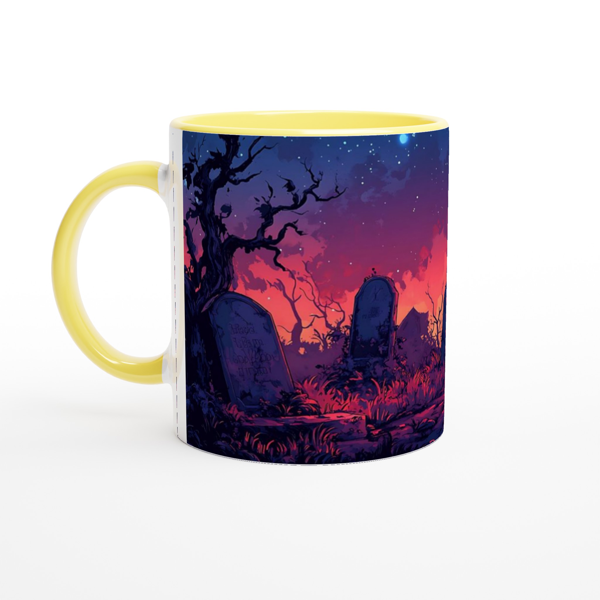 Spöklik Kyrkogård vid Skymningen 11oz Keramisk Mugg – Drömsk Gotisk Design i Ditt Val av Färger 3 dfd1694d-0689-44f4-ab2e-c3f2fd24ea47