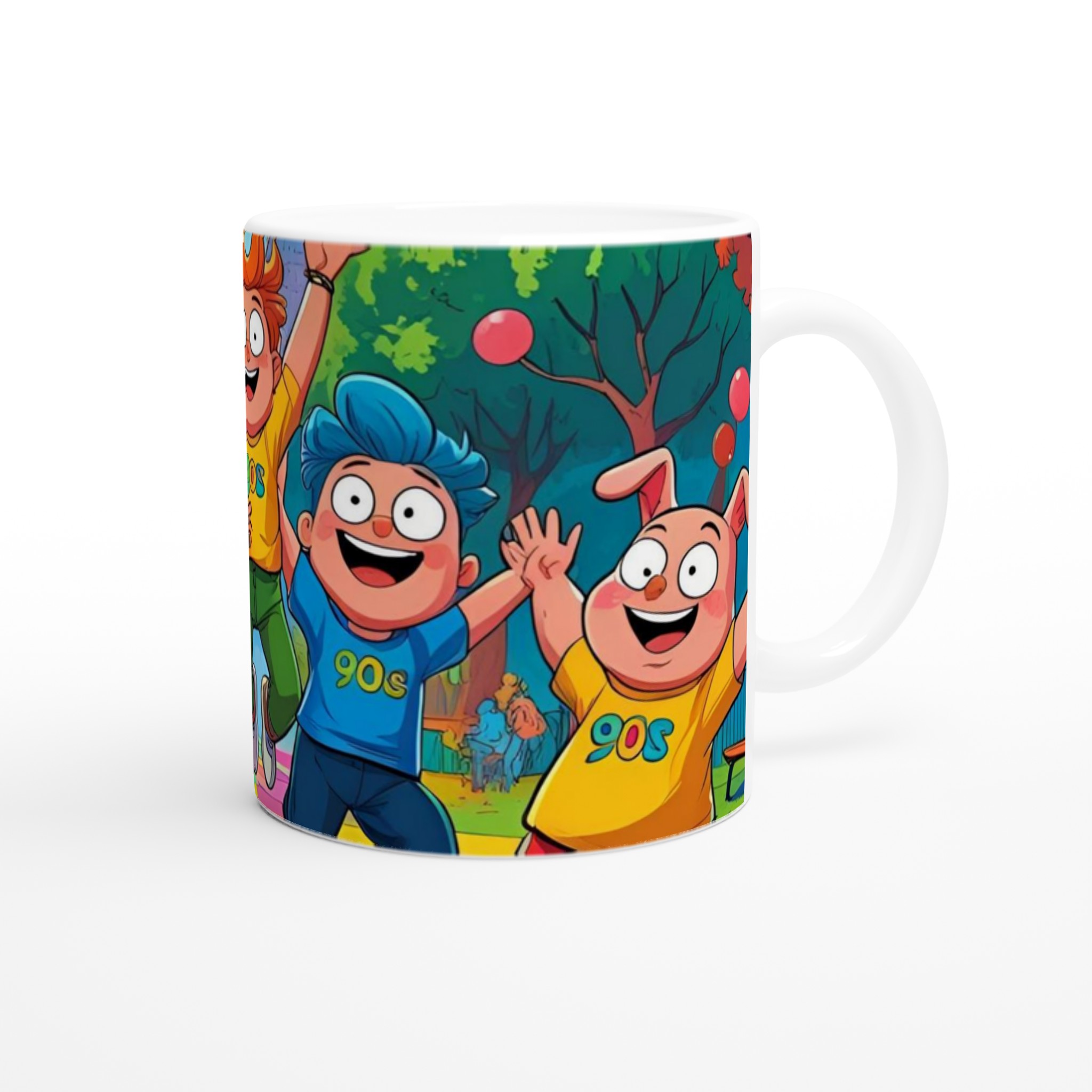 Vit 11oz keramisk mugg med färgstark, lekfull 90-talsinspirerad design – välj bland sju livfulla keramfärger 9 e00a6a49-cbea-4662-99a0-8f72a62a646f