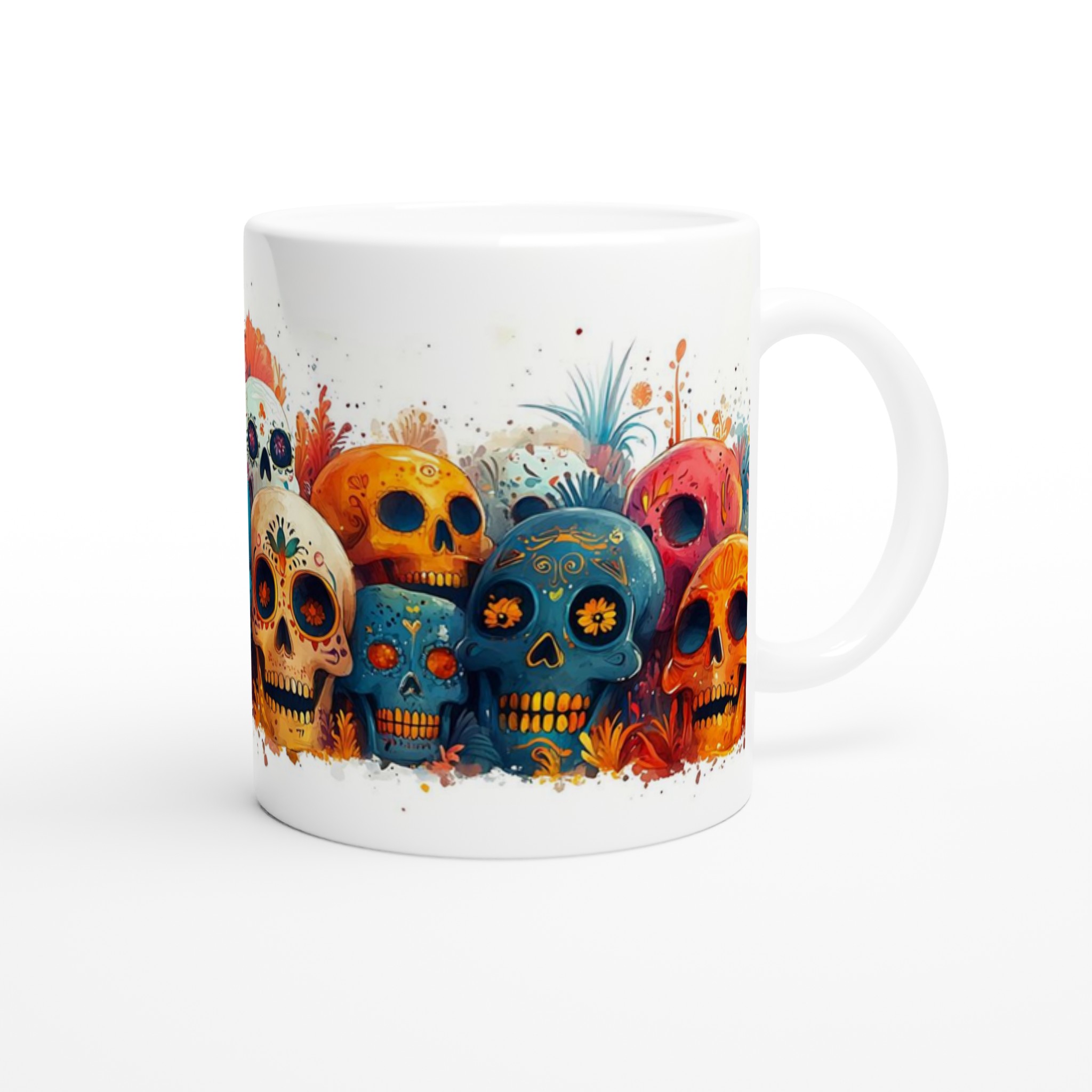 Färgglad Sugar Skull Keramikmugg - Livfull Día de los Muertos Design, 11oz Kaffekopp 9 e01b81e5-d7f6-4e31-a613-ab29f4643d74