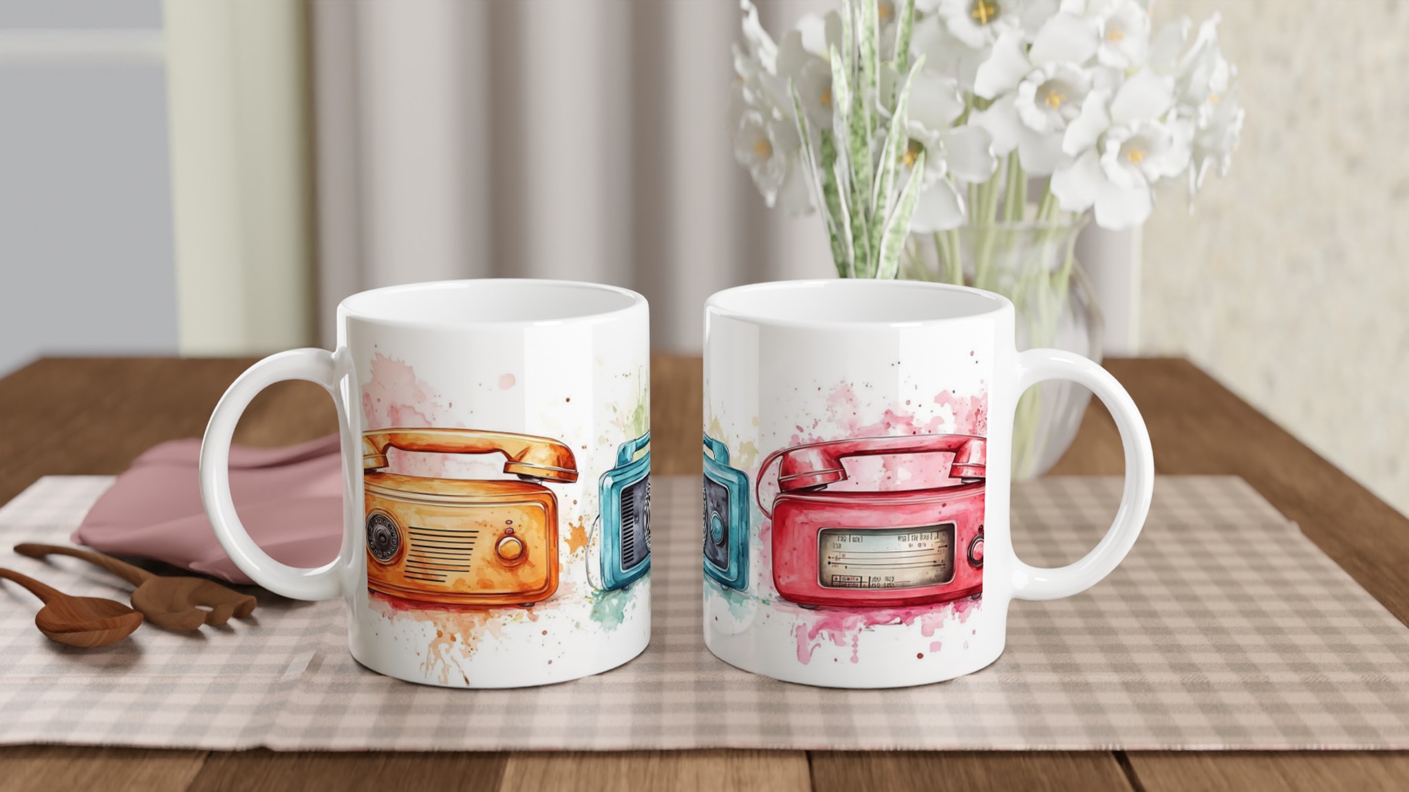 Retro Tech Vibes Keramikmugg – Din Favorit för Kaffe & Te i Akvarellstil 10 e096d0b4-87fe-4180-9d2b-00edab173cc7