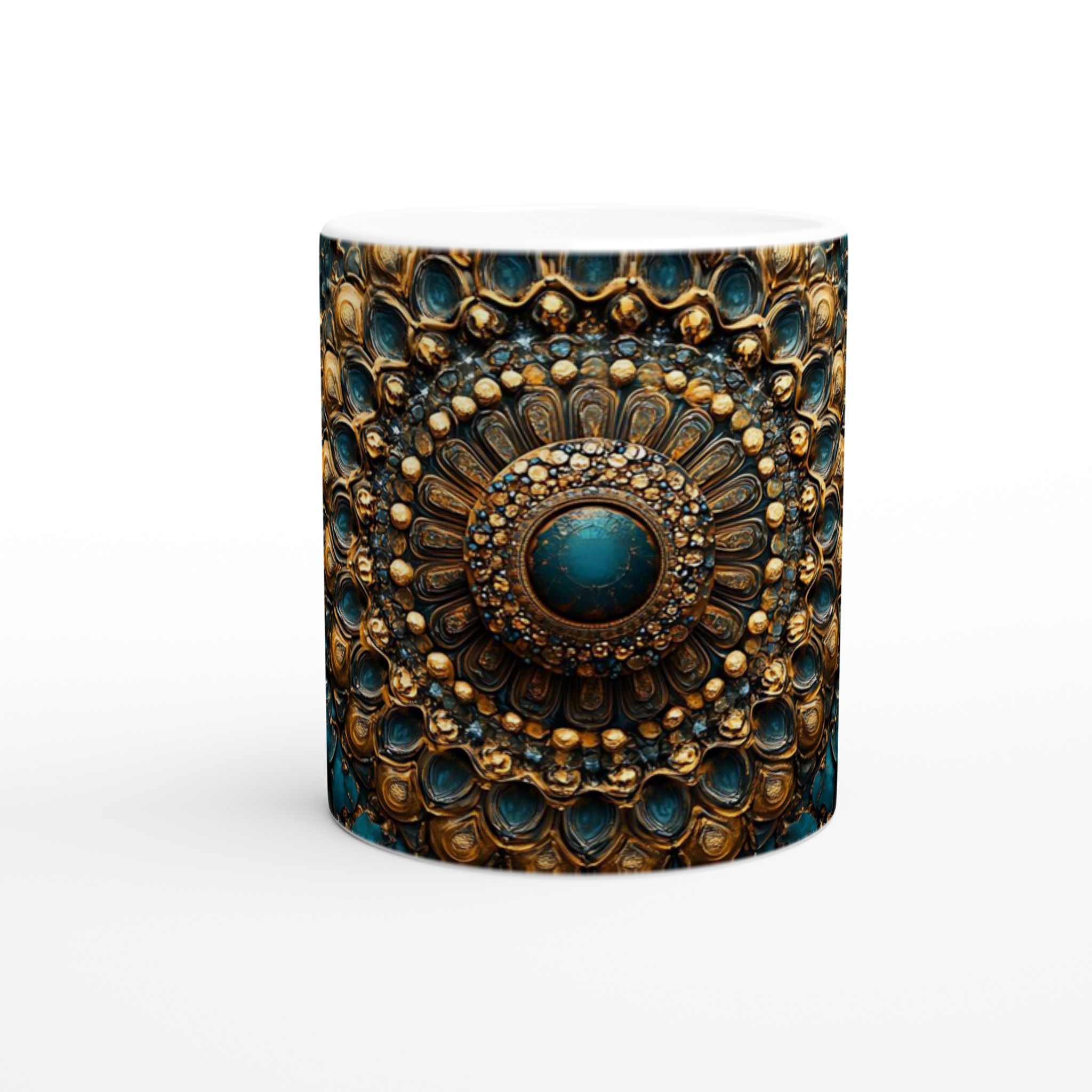 Mångfärgad 11oz Keramisk Mugg – Konstfull Mandala Design i Guld & Blått 8 e0c17b20-91be-41ab-aefd-a23969ac86f1