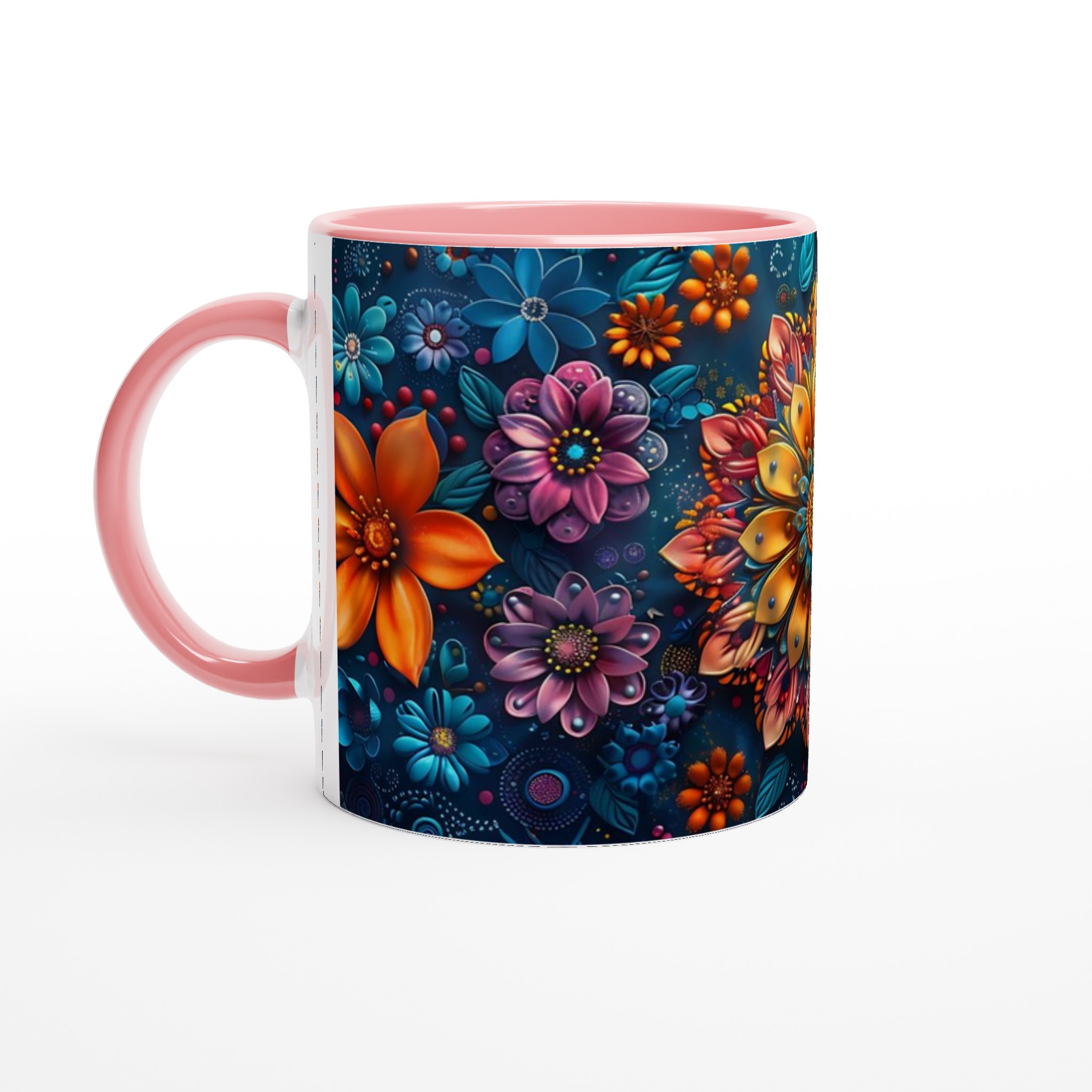 Mångfärgad blommig Mandala 11oz Keramisk Mugg – Konstnärlig Design i Flera Färger 6 e0ec4289-91fa-41ee-8c45-7204920fc074