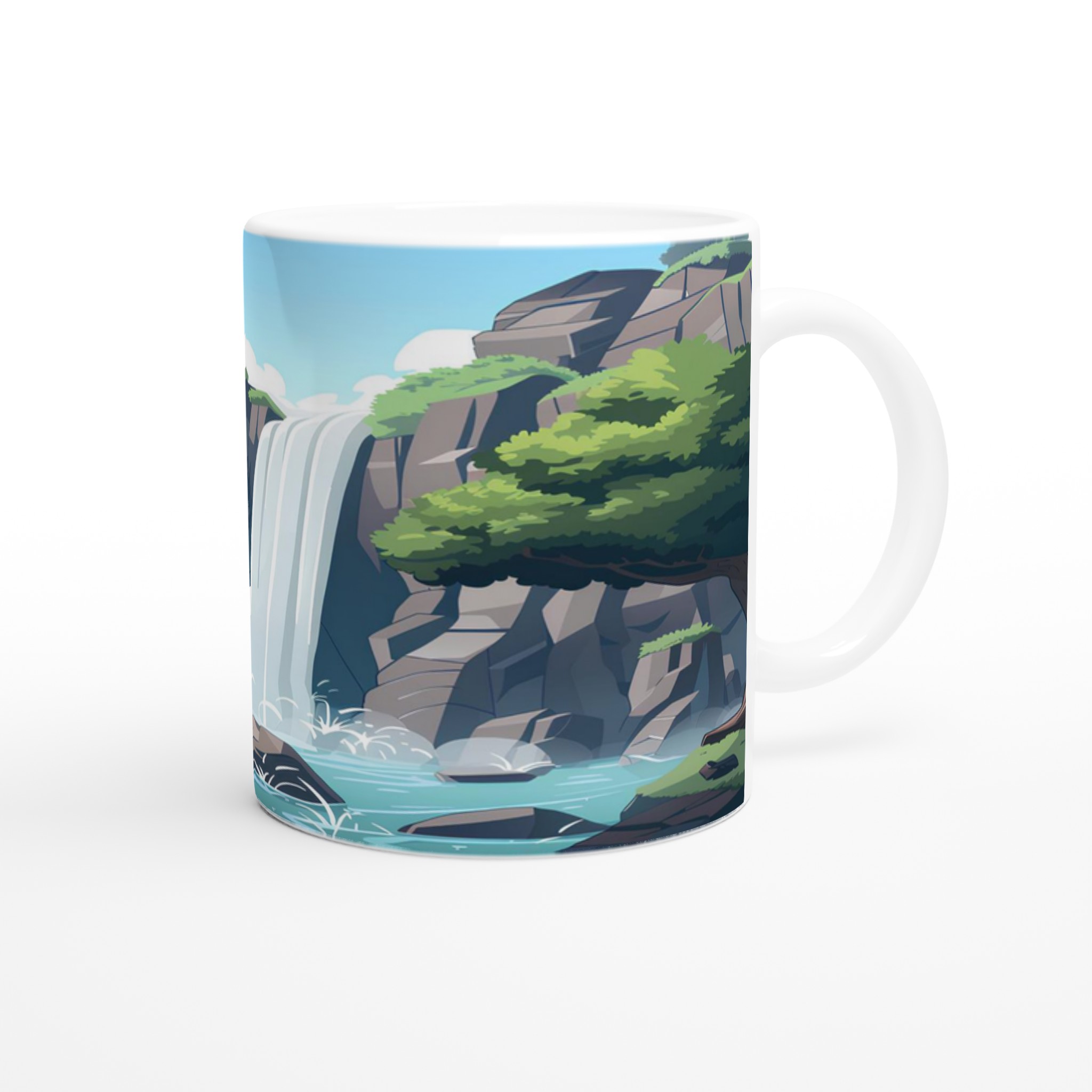 Klippfall Vattenfall Mugg: En Naturinspirerad 11oz Keramikmugg i ditt val av färg 9 e0fa96f9-6bd6-41d1-8c30-a5268ab075b1