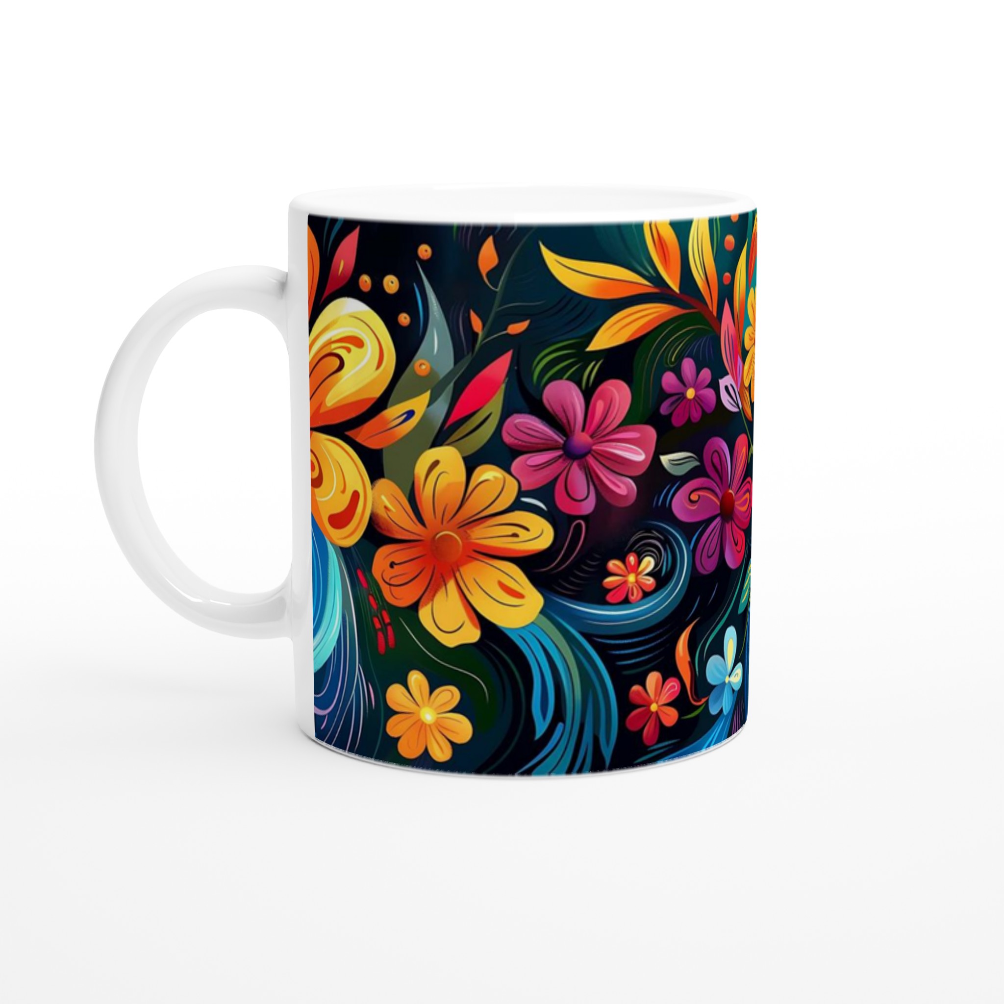Abstrakt Blommig 11oz Keramikmugg – Färgglad Design för Kaffeälskare, Välj Din Favoritfärg! 1 e10346f0-eaab-4866-96d8-092ceca41c6e