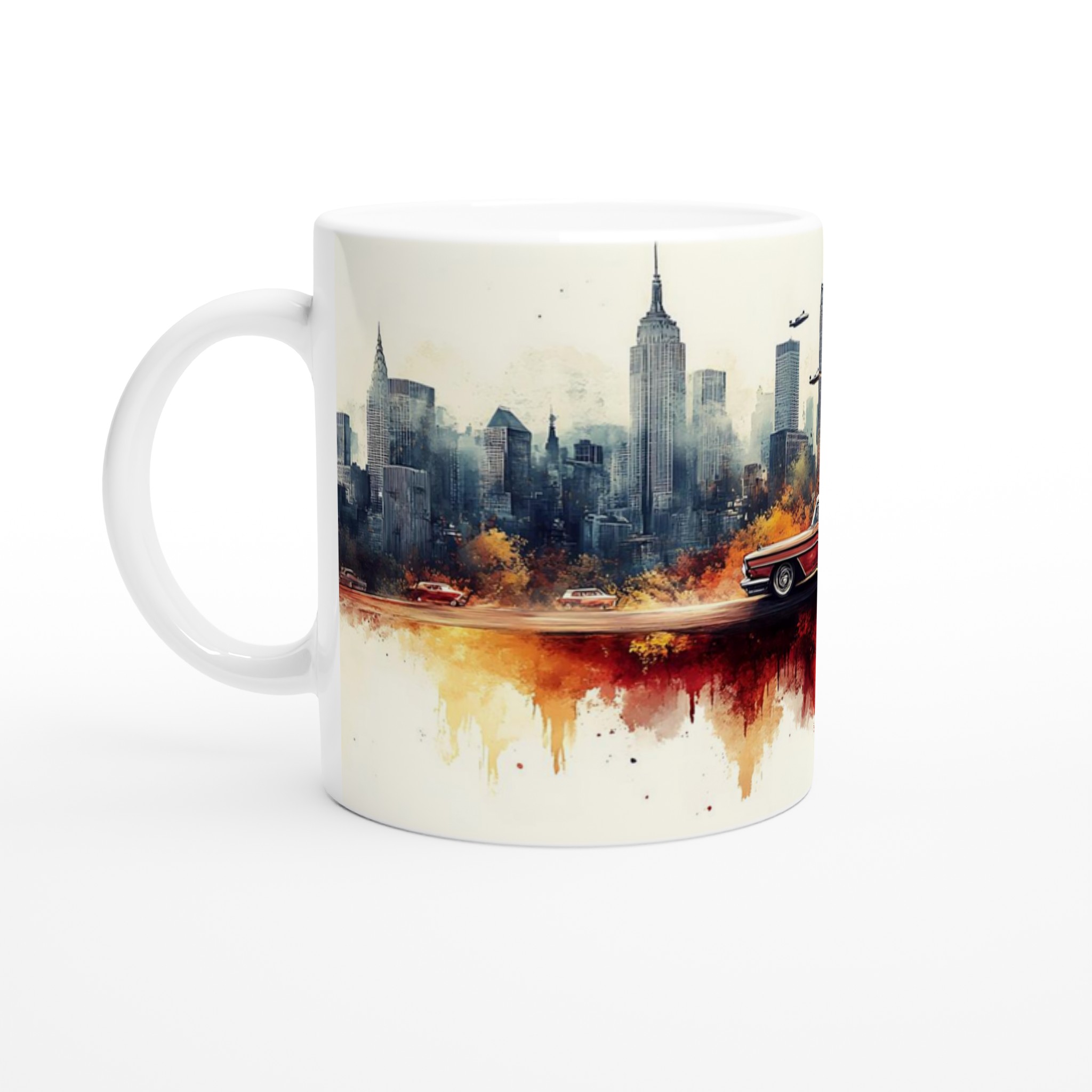 Retro Cityscape Drömmugg – 11 oz Keramisk Kaffemugg i ditt val av färg 1 e103aab4-6a7e-401f-af77-0986ebf1893b
