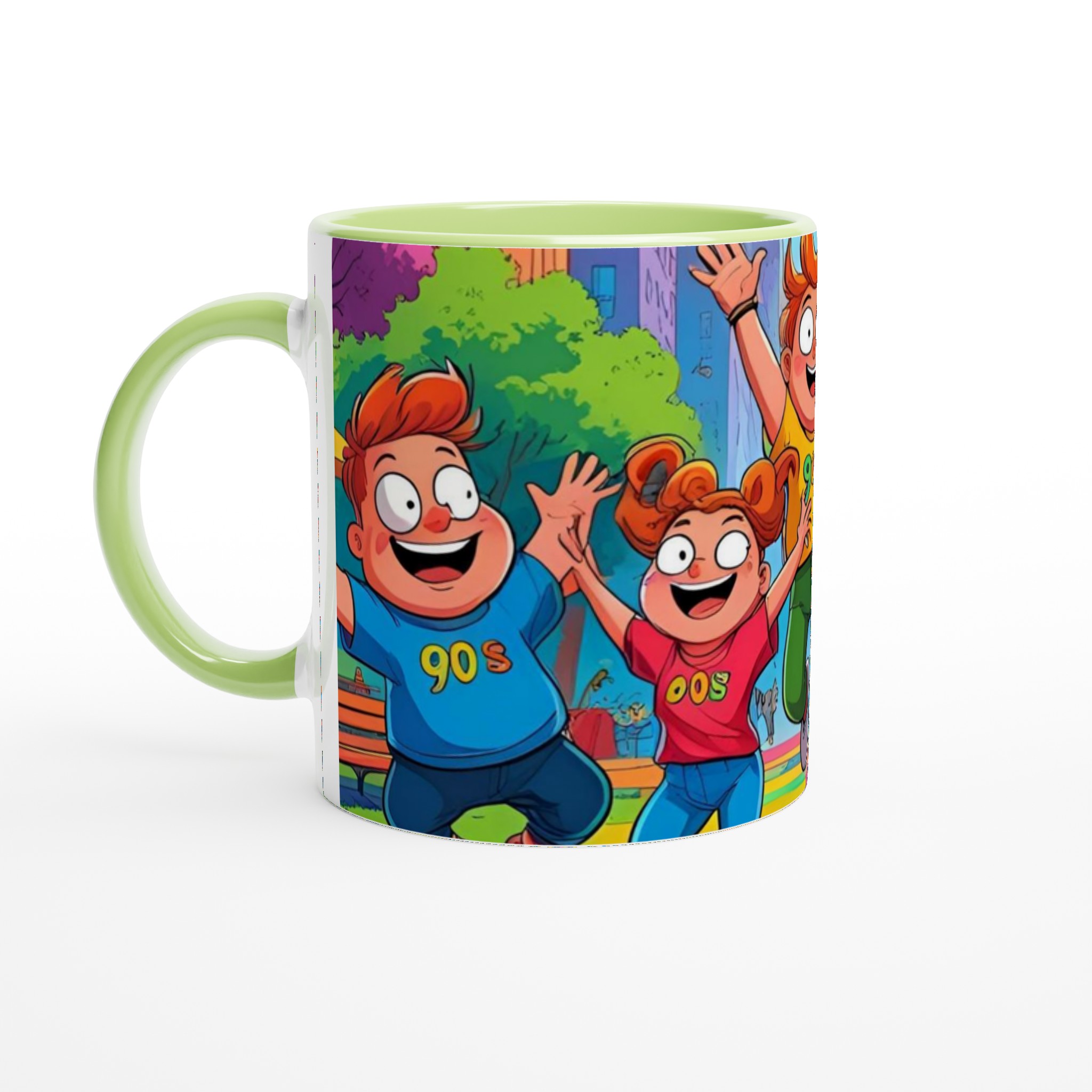 Vit 11oz keramisk mugg med färgstark, lekfull 90-talsinspirerad design – välj bland sju livfulla keramfärger 7 e1085d6b-b801-4180-b9c2-ffe2ffc150b1