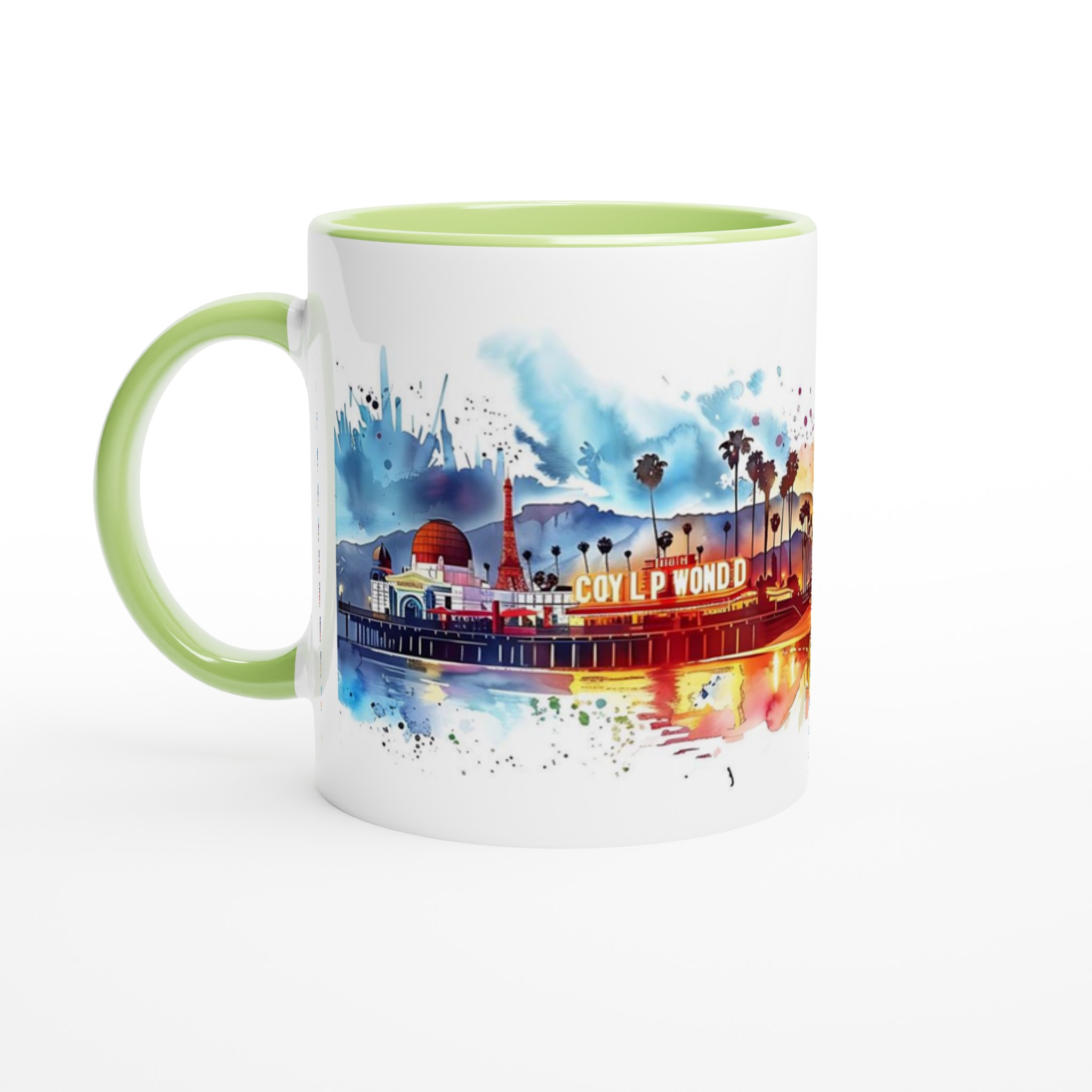 Vit 11oz keramisk mugg med färgstark Los Angeles skyline – välj din favoritfärg 7 e110d57b-99d5-4215-9112-8785a600d7ce