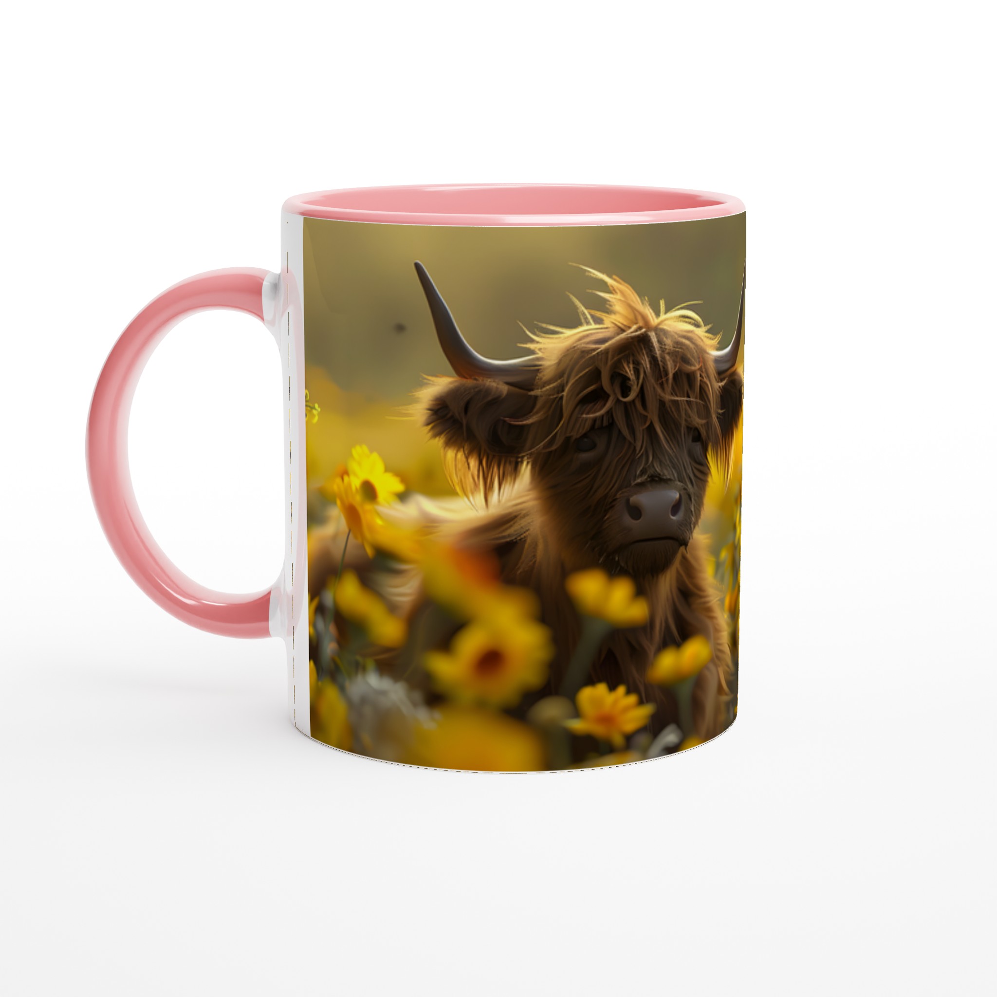 Söt Långhårig Ko i Blomsterfält 11oz Keramisk Mugg – Välj bland 7 Livfulla Färger! 6 e12df018-774f-4451-969a-693577d177e1