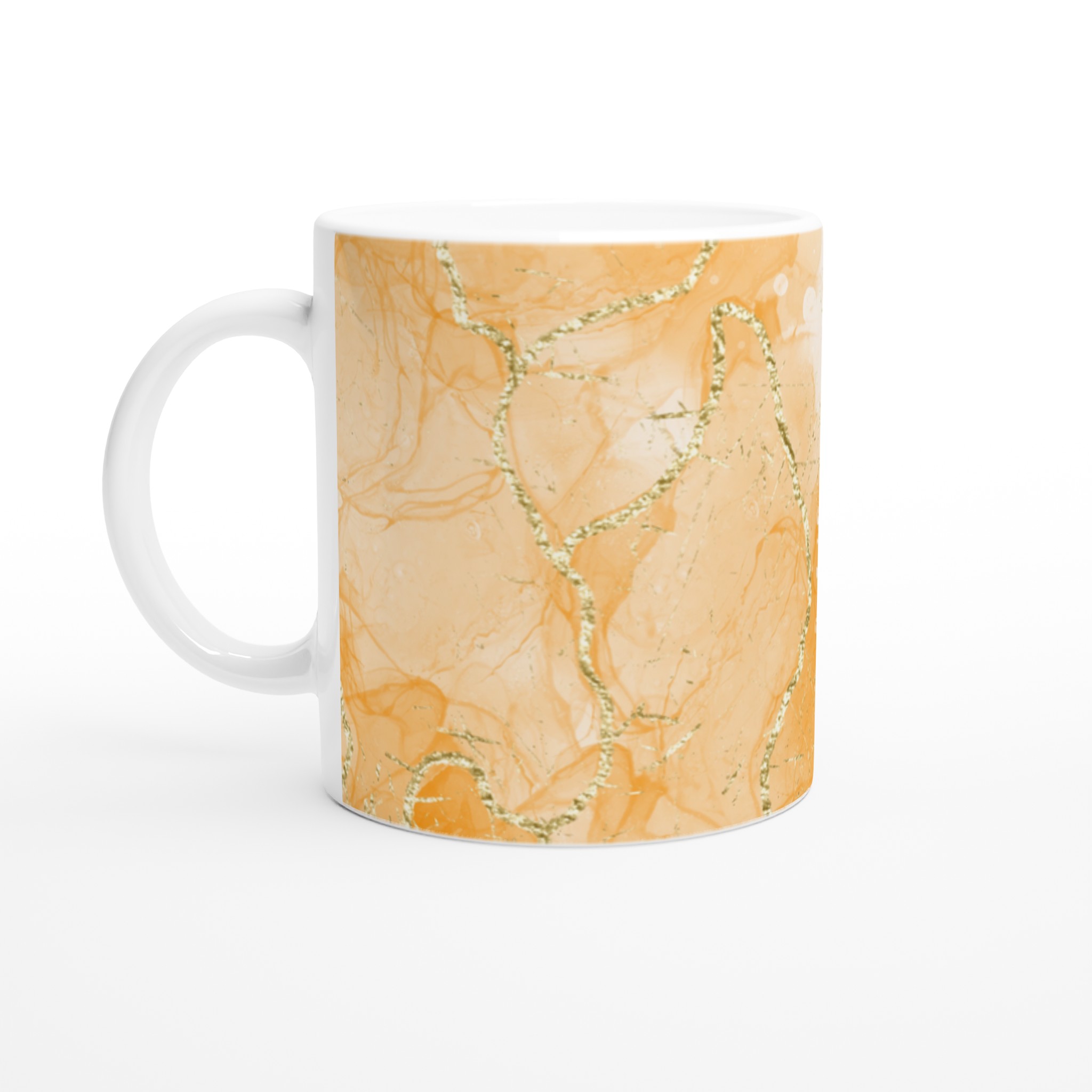 Elegant Vit 11oz Keramisk Mugg med Guldskimrande Abstrakt Design 1 e137f754-a94f-4f7c-a401-c863a3b88395