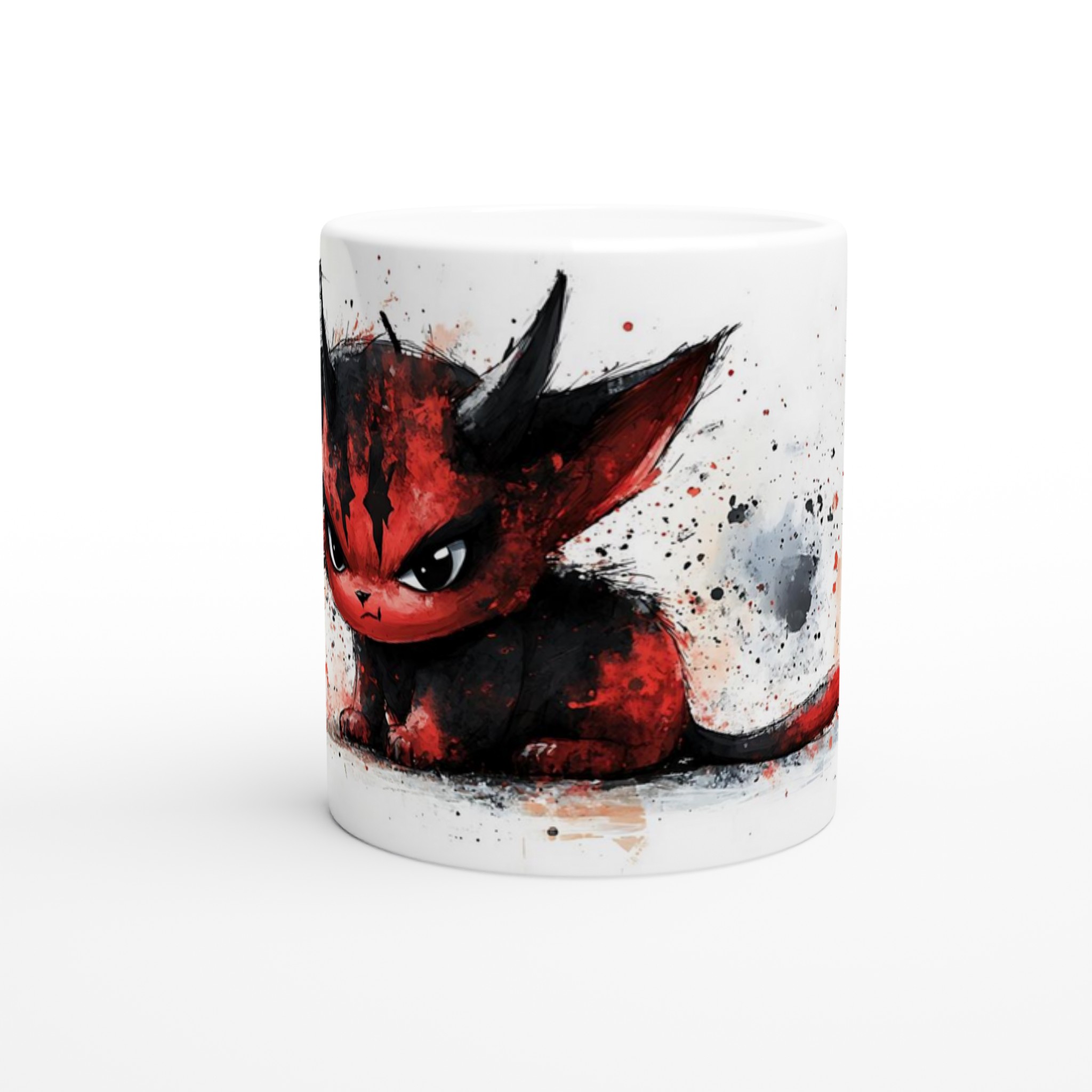 Red Devil Kitten Mugg - Unikt Svart & Rött Akvarelltryck i 11oz Keramik 8 e1435d75-1c50-43b8-8ad0-bbaf58928579