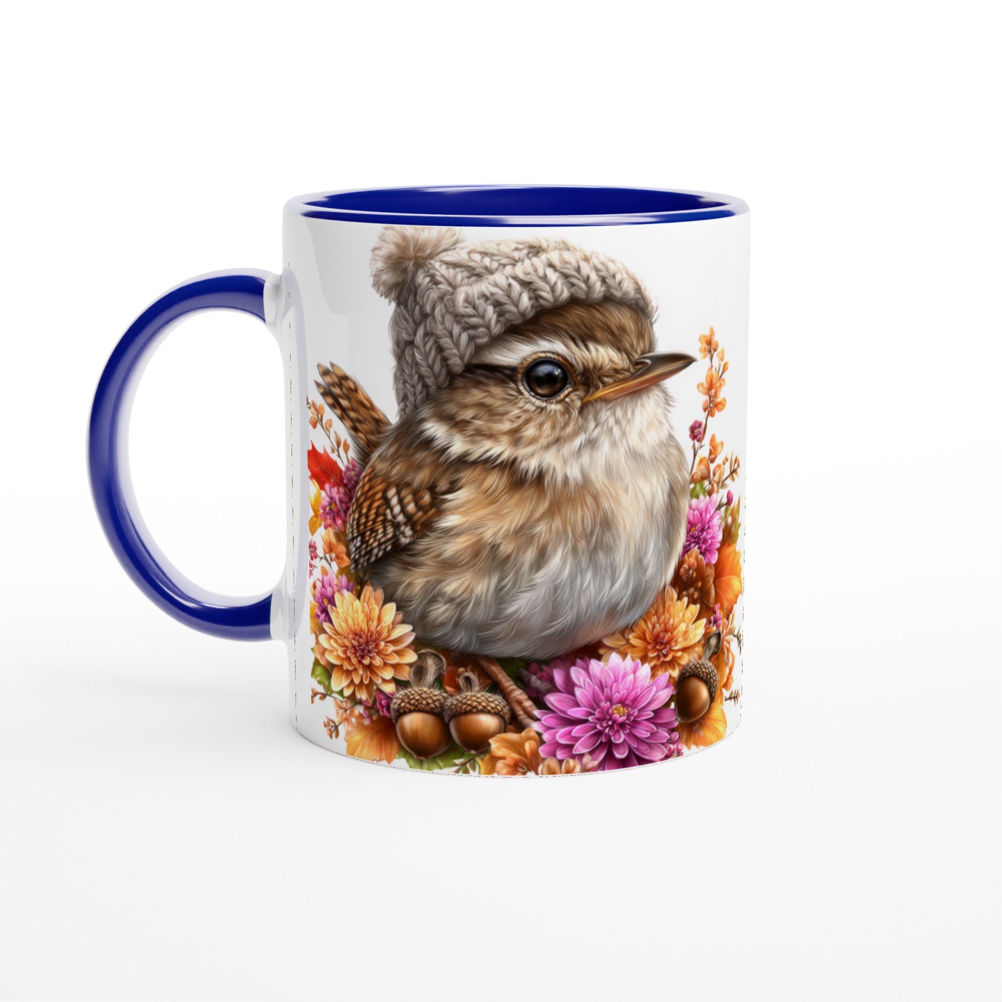 Vit 11oz keramisk mugg med höstinspirerat fågelmotiv i väljbar keramikfärg 2 e1493f19-c63a-45fc-bcbe-a23a9ed20730
