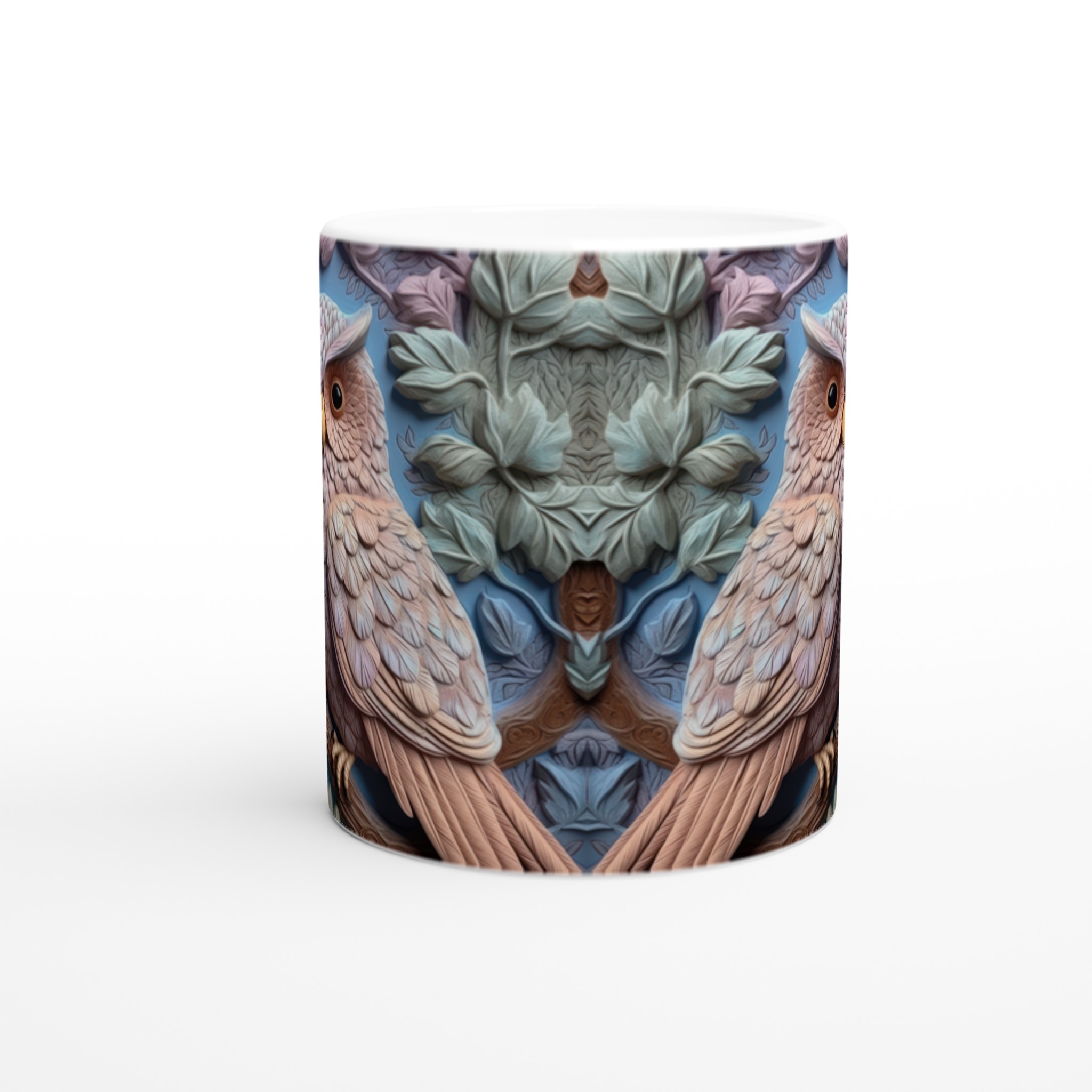 Vit 11oz keramisk mugg med detaljerad uggleskulptur i mjuka jordtoner – välj bland sju färgstarka keramiknyanser 8 e192e969-9ed3-4e67-84b0-a1c3950db541