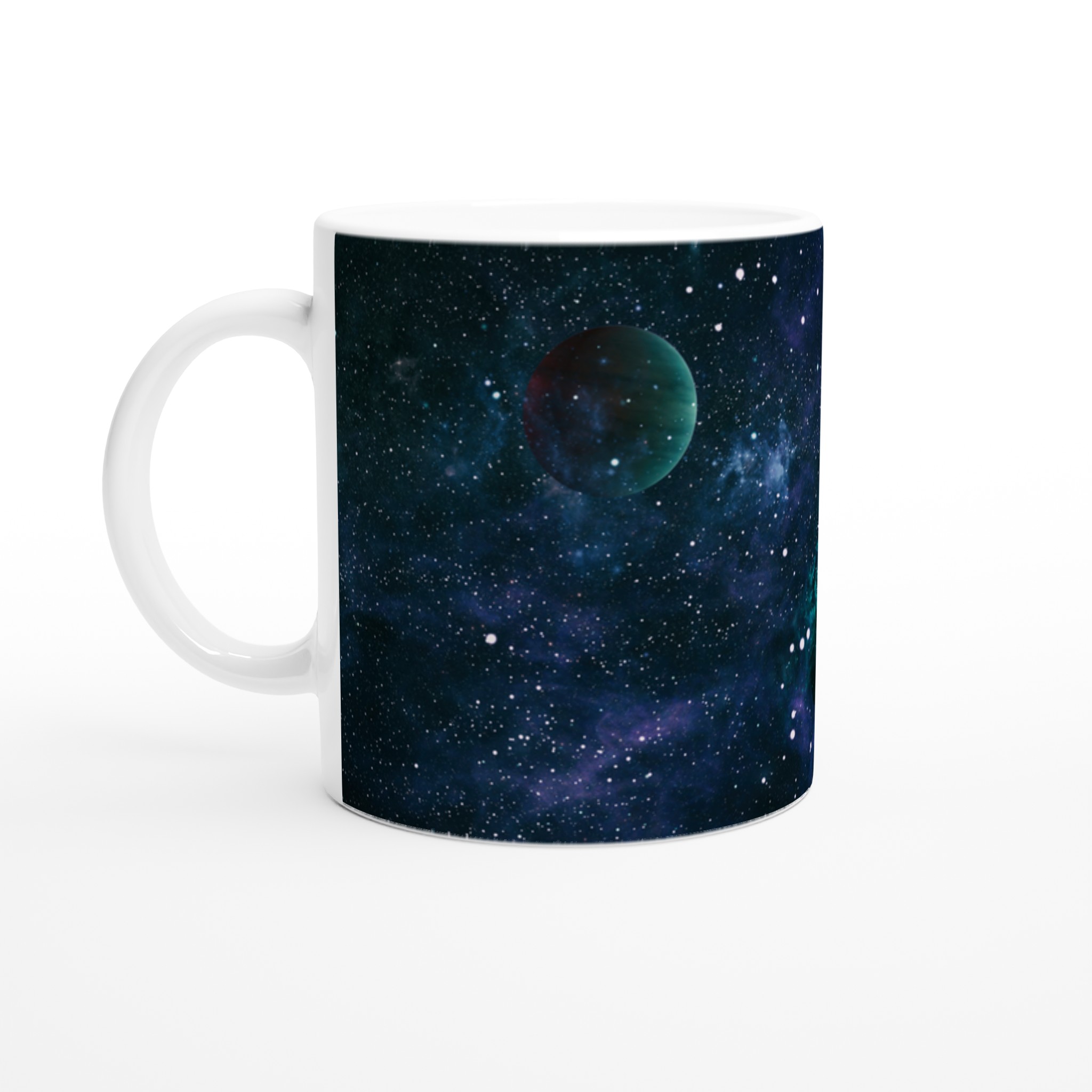Vit 11oz keramisk mugg med rymdinspirerat kosmosmotiv i flera livfulla färger 1 e193e710-cf7a-4619-9f48-f79c2e1650e6