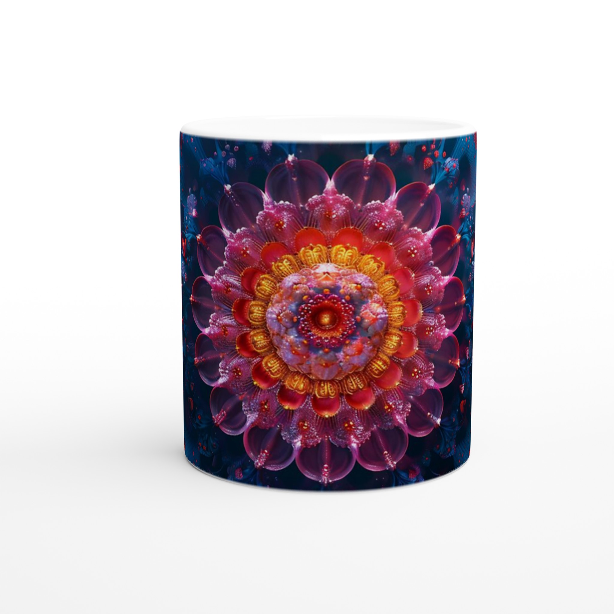 Kosmisk Blomstermugg – 11oz Keramisk Mugg med Hypnotisk Floral Design i Valfri Färg 8 e1a7d977-8178-4068-95e4-9492d2d3870b