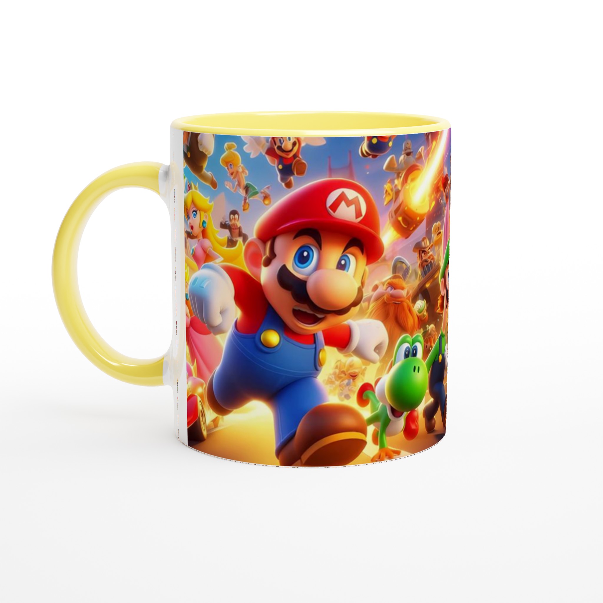 Vit 11oz keramisk mugg med levande, färgstarkt Super Mario-tema i din valda färg 3 e1e01487-c3fd-4ba0-bd8c-5c6f28db2b68