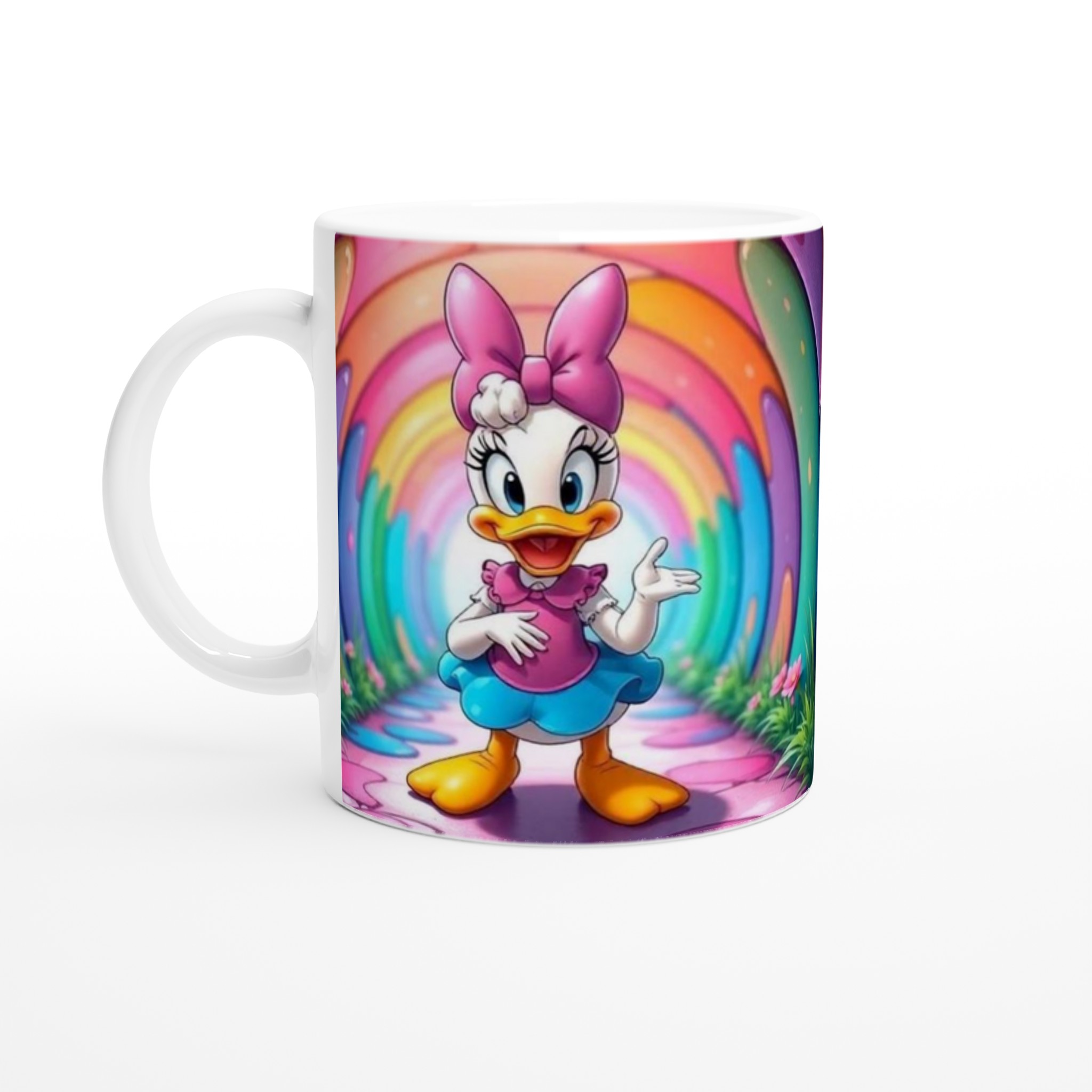 Vit 11oz keramisk mugg med lekfullt färgglatt motiv i rosa och blått – välj din favoritfärg 1 e1f65ba7-8931-413f-a944-78238809ec82