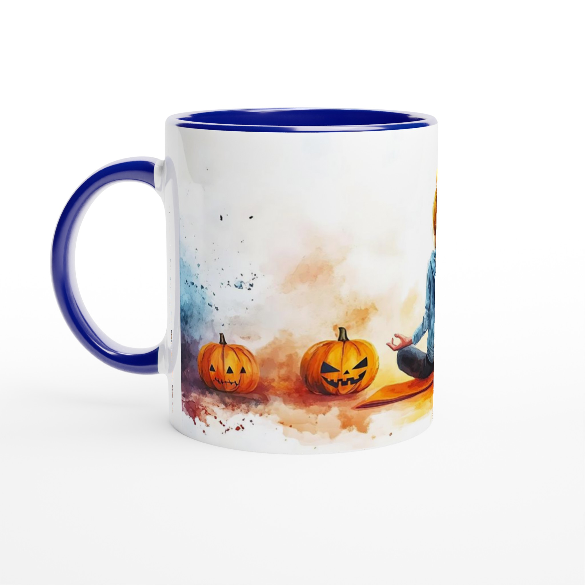 Zen Halloween Mugg - Skrämmande Avslappnad Yogapumpa i Akvarellstil, Välj bland Flera Färger 2 e1fe0e44-5247-4831-babe-171d7329af82