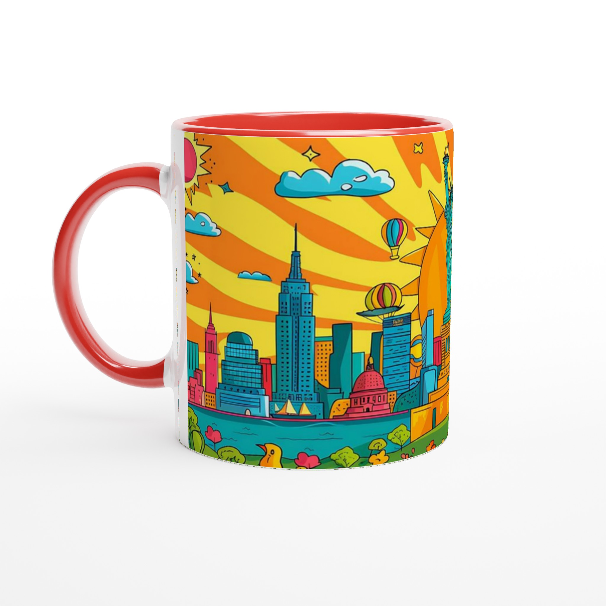 New York City Pop Art Mugg – Livlig skylineskildring för färgstarka morgnar, välj din keramiska färg! 5 e20da81e-3430-4ec4-b217-1c44a7eda70e