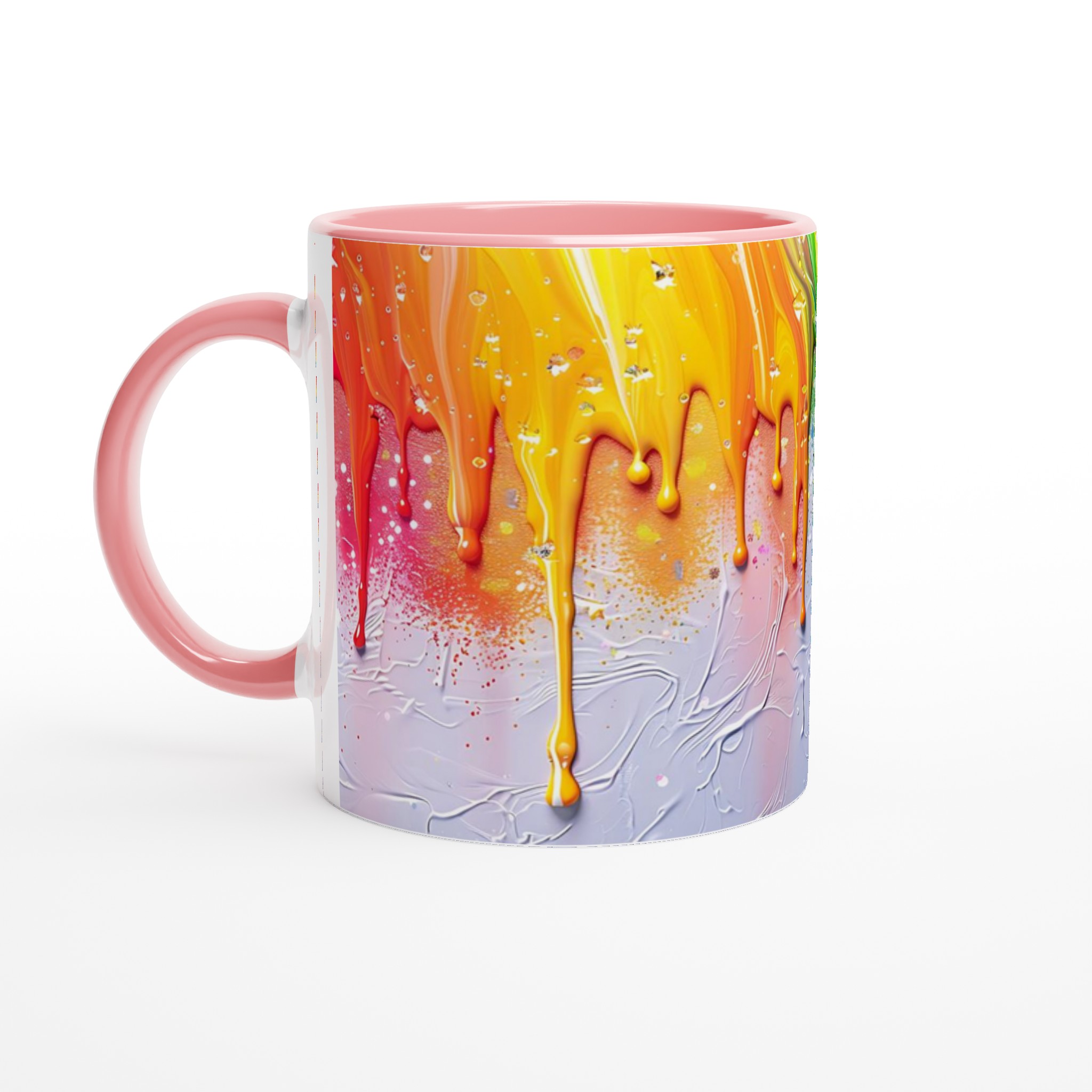 Livfull Vit 11oz Keramisk Mugg med Färgsprakande Drippande Konstmotif i Sju Färger 6 e256bc42-ba5d-478f-a893-a33adcbc5f56