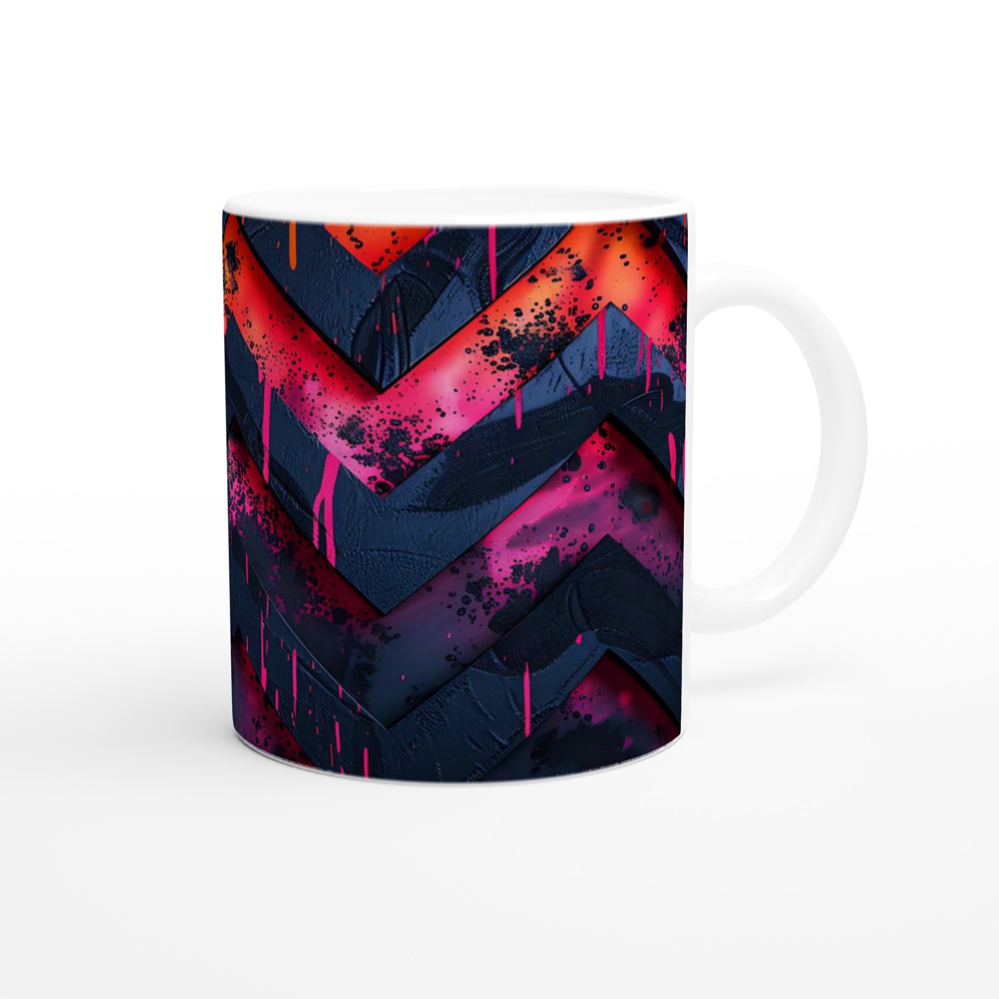 Vit 11oz keramisk mugg med djärva neonmönster – välj bland sju färgstarka keramiska nyanser 10 e25d3ed2-0db1-4cc4-9555-f81fb6f3183f