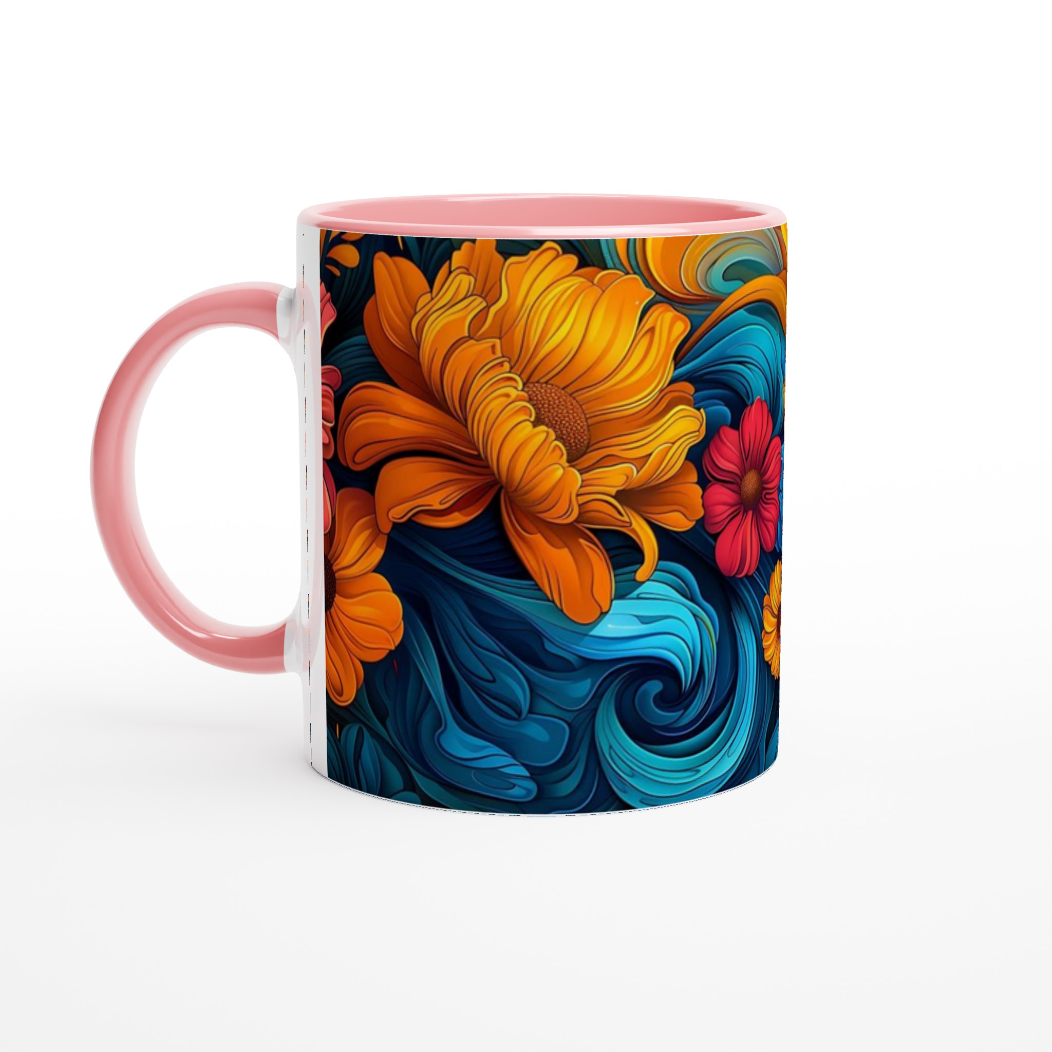 Färgglad Blommig Keramisk Mugg – 11 oz Vit Mugg för Livliga Dryckesstunder 7 e25e5543-6242-4620-8edf-451cf65bba26