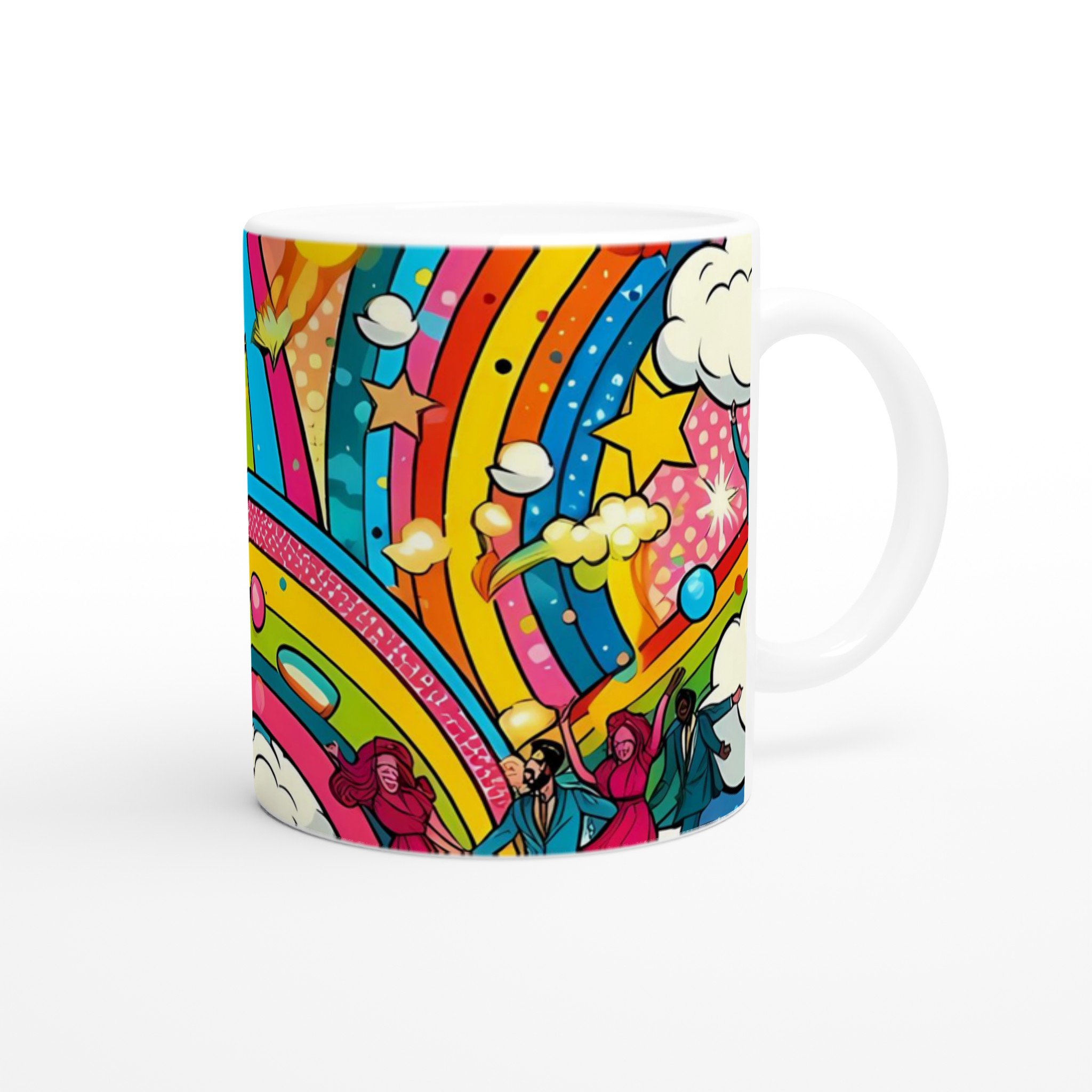 Vit 11oz keramisk mugg med färgstarkt festmotiv – välj mellan sju livfulla keramiska nyanser 9 e267b300-fab4-4785-83d5-18cee501a266