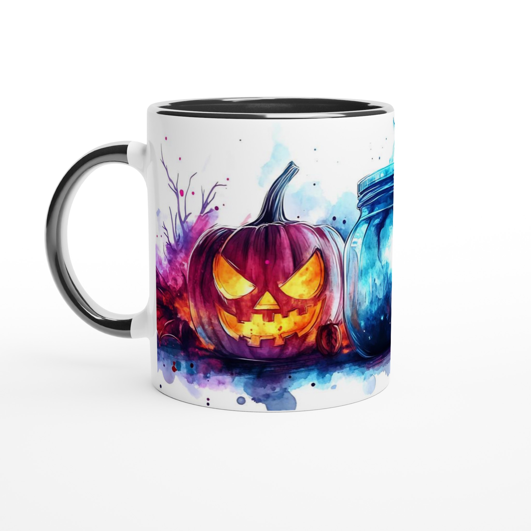 Spooky Watercolor Halloween Mugg – Jack-o'-Lantern & Mystisk Burk i Färgstarka Tryck 4 e282358c-e04b-4bc1-8ac4-9ea3981b3fce