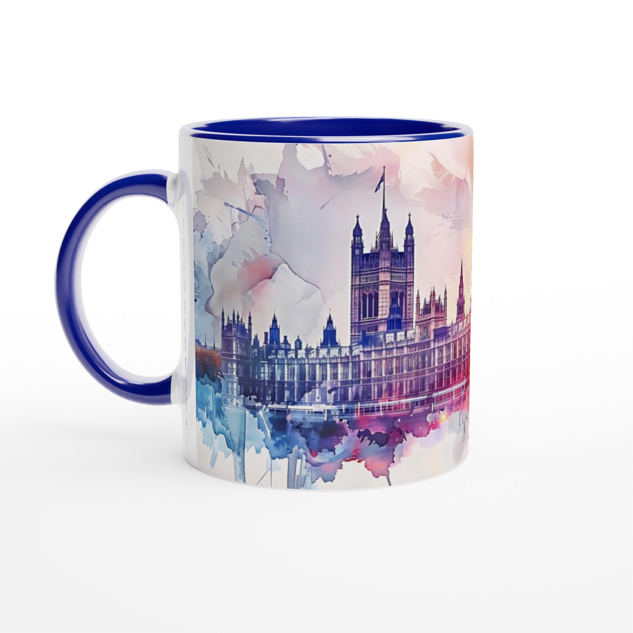 London Watercolor Cityscape Mugg – Konstnärlig Vit Keramikmugg, 11oz 2 e290a92b-8178-427b-a3dd-b2d9ebfc788a