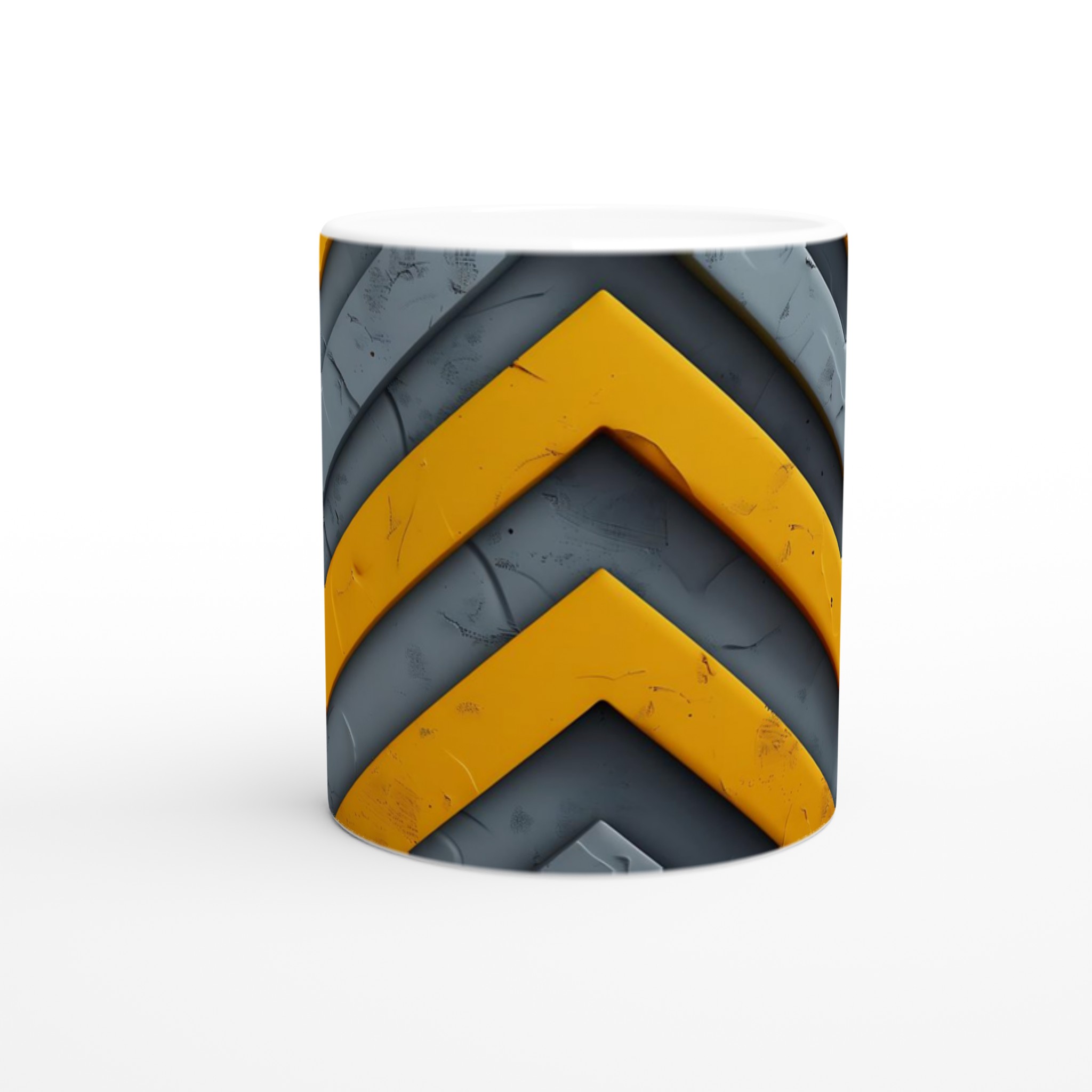 Abstrakt Chevron Mugg - Gul & Grå Design i 11oz Keramik 8 e2b32d91-a668-4fd7-8f8f-d927d0d0c19c