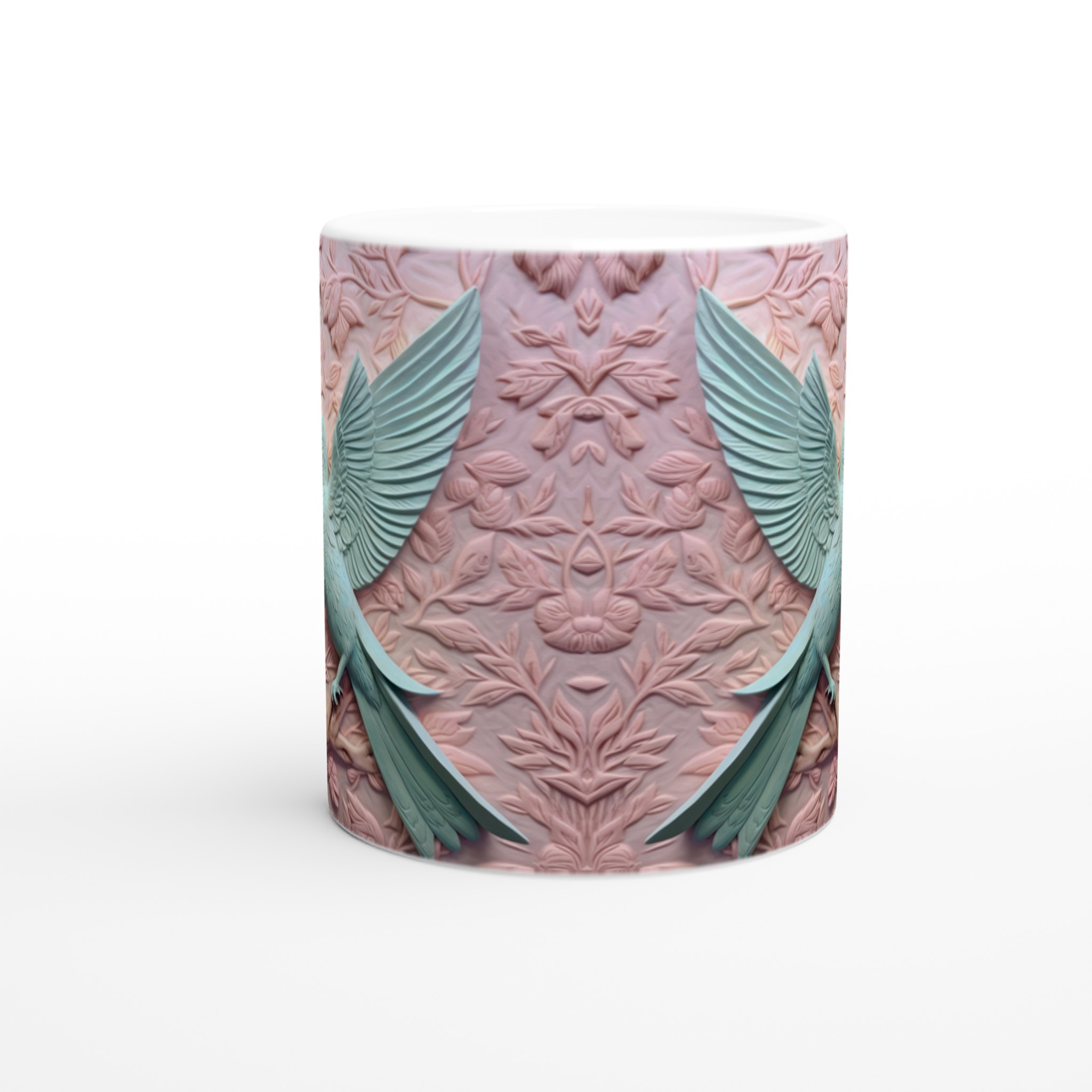 Vit 11oz keramisk mugg med eleganta pastellfåglar – välj bland sju vackra färger 8 e2e3cb47-9f27-4533-a7fd-562c60deaf03