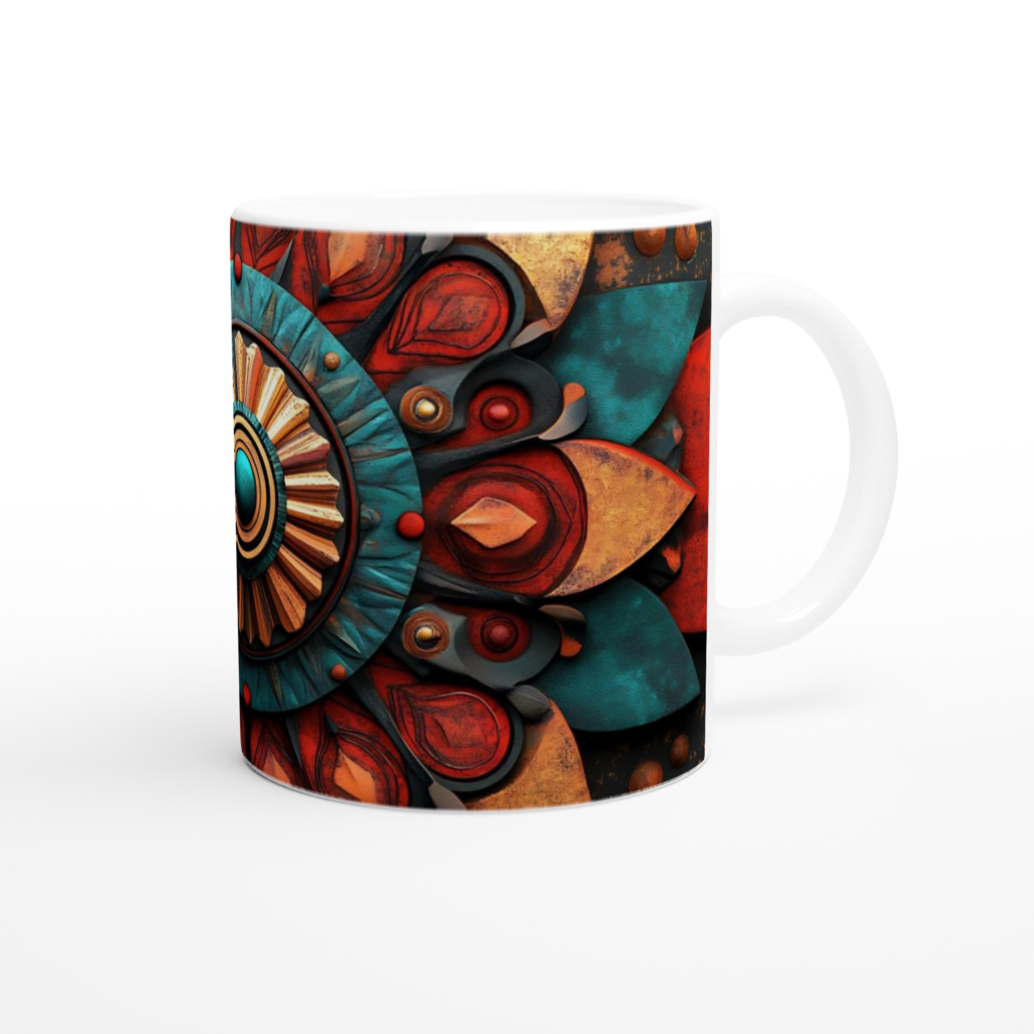 Aztec Inspired Keramikmugg - 11oz Mandala Mönster i Rött & Turkos 9 e30eb695-1351-435a-a9ef-c7ff26ffd403