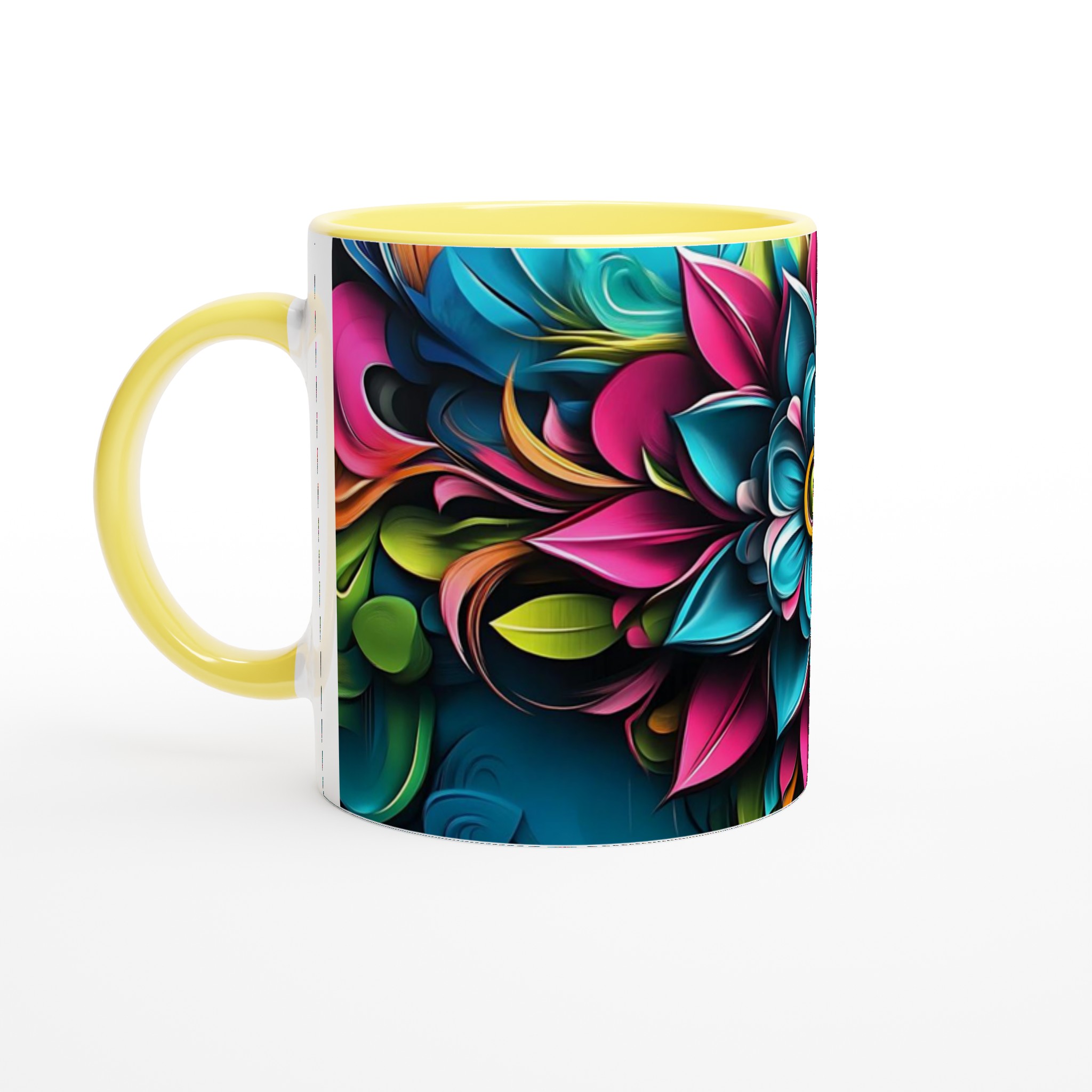 Abstrakt Mandala Blommig 11oz Keramisk Mugg – Färgglad Psykedelisk Konst för Ditt Fika 3 e395b9f0-c67e-47a0-81d0-6567d62ea179