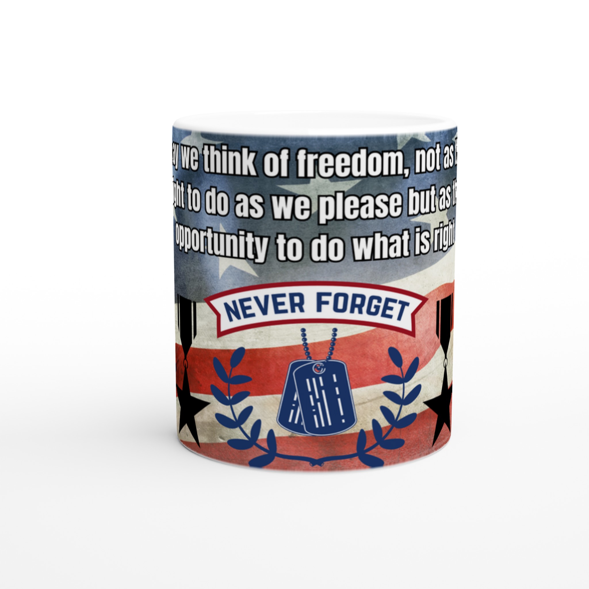 Vit 11oz keramisk mugg med patriotic Never Forget-motiv – välj bland sju kraftfulla färger 8 e3bec40d-df54-4581-81fe-b434c17c6eff