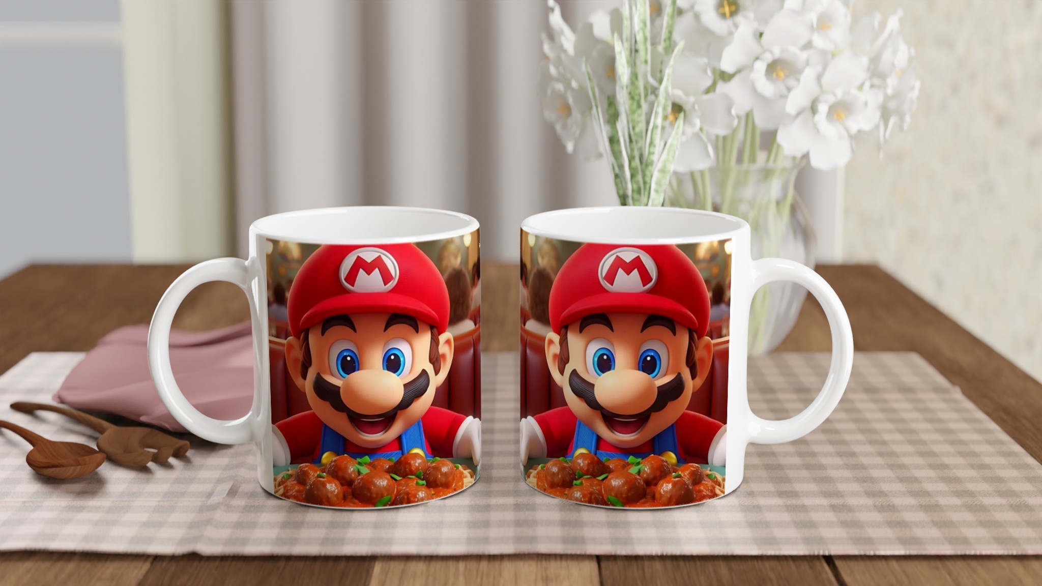 Vit 11oz keramisk mugg med lekfullt Mario-tema – välj bland sju livfulla keramiska färger 10 e3c37136-580e-4bdf-a7e1-930e647442be